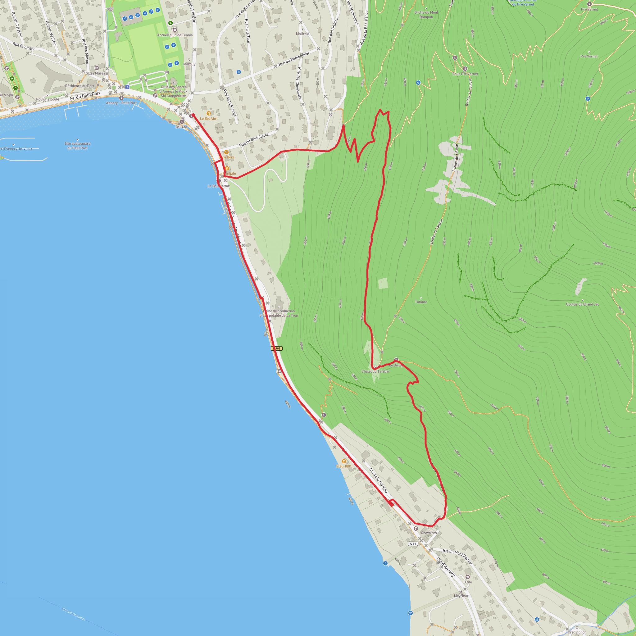 Lake Annecy, Chalet du Talabar and Chavoire Loop mobile static map