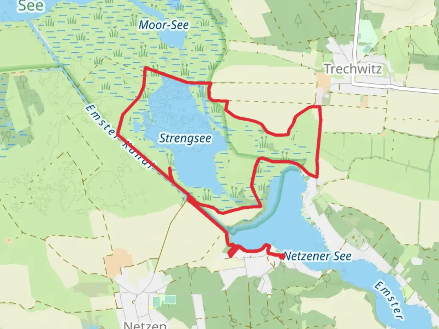 An image depicting the trail Beobachtungstrum Strengsee Loop Rungweg Strengsee and its surrounding area.