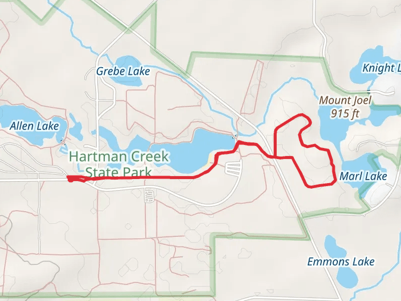 Hartman Lake, Pope Lake and Marl Lake beside Loop