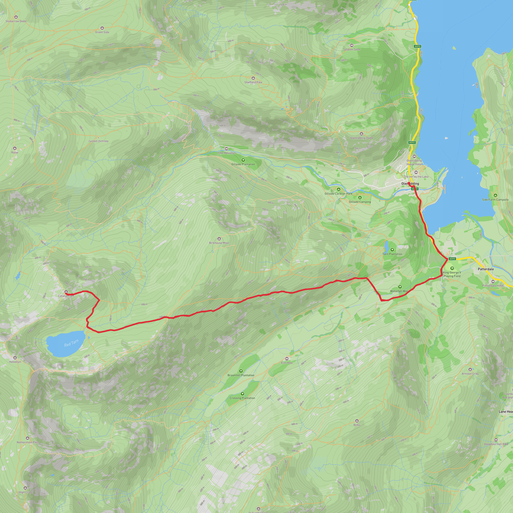Hike from Glenridding - Catsycam out and back mobile static map