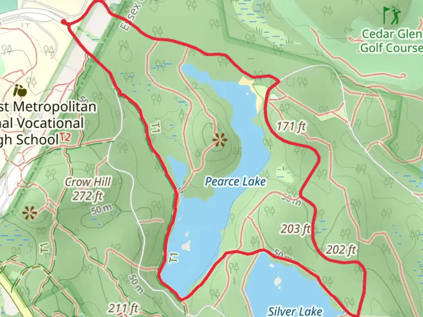 An image depicting the trail Eagle Rock and Pearce Lake Loop Trail and its surrounding area.
