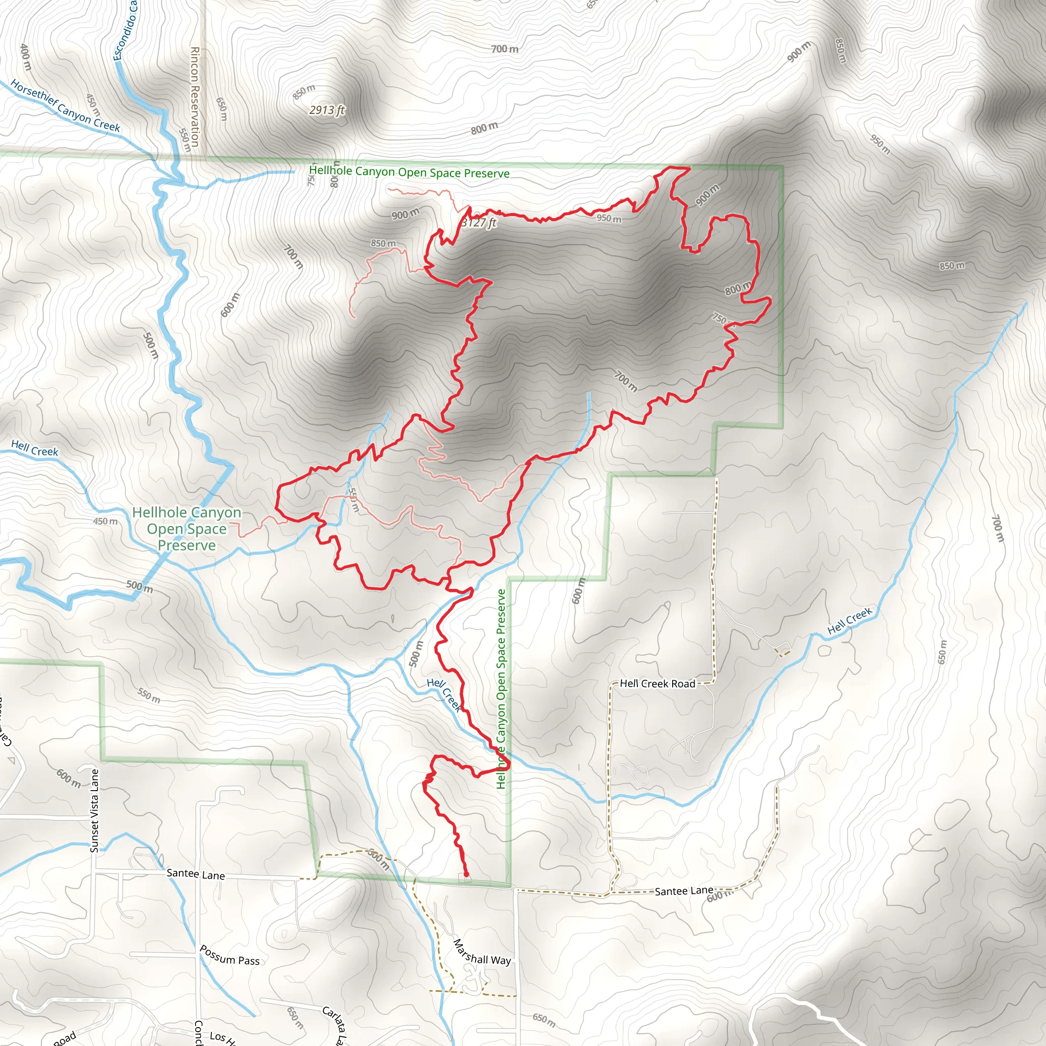 Rodriguez Peak Trail and Hell Creek Trail Loop mobile static map