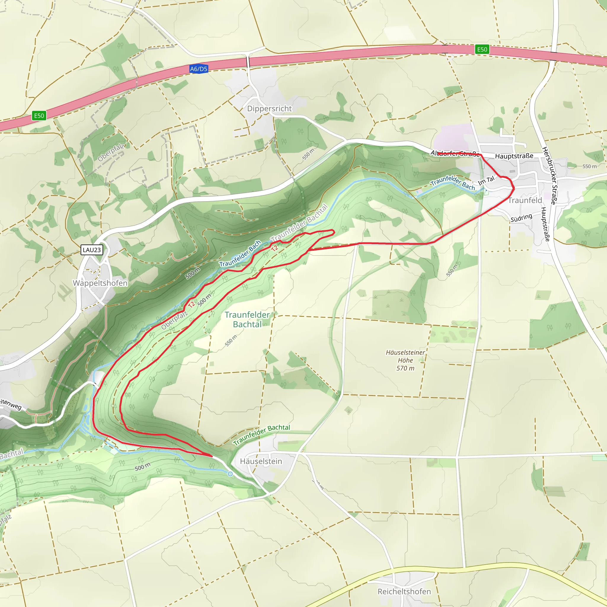 Mauertsmuhle Loop from Traunfeld mobile static map