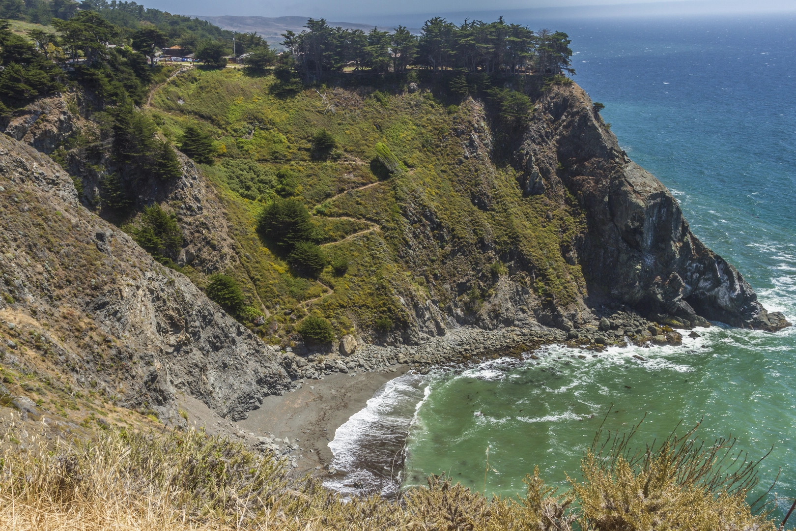 An image depicting the trail Nature Trail from Cabrillo Highway and its surrounding area.