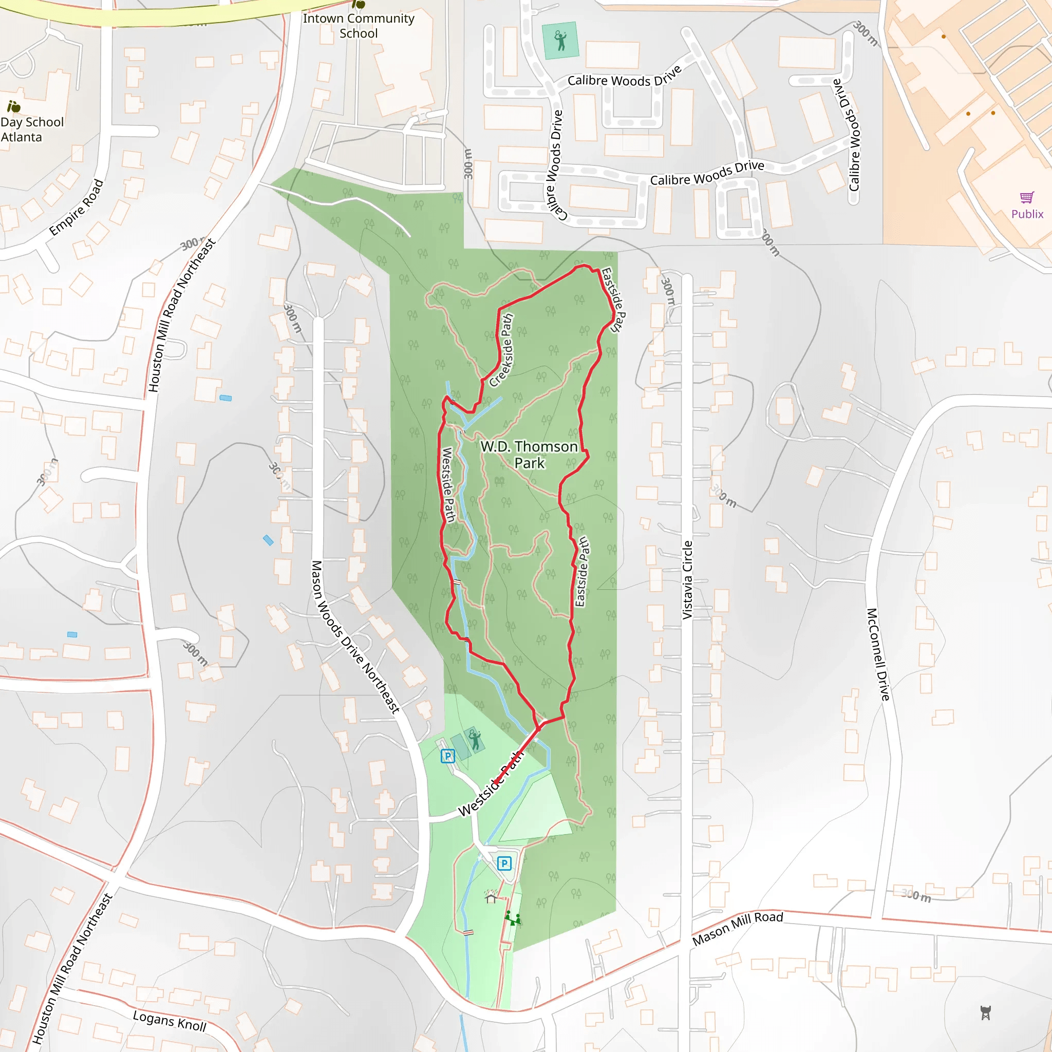 Eastside, Westside and Creekside Trail mobile static map