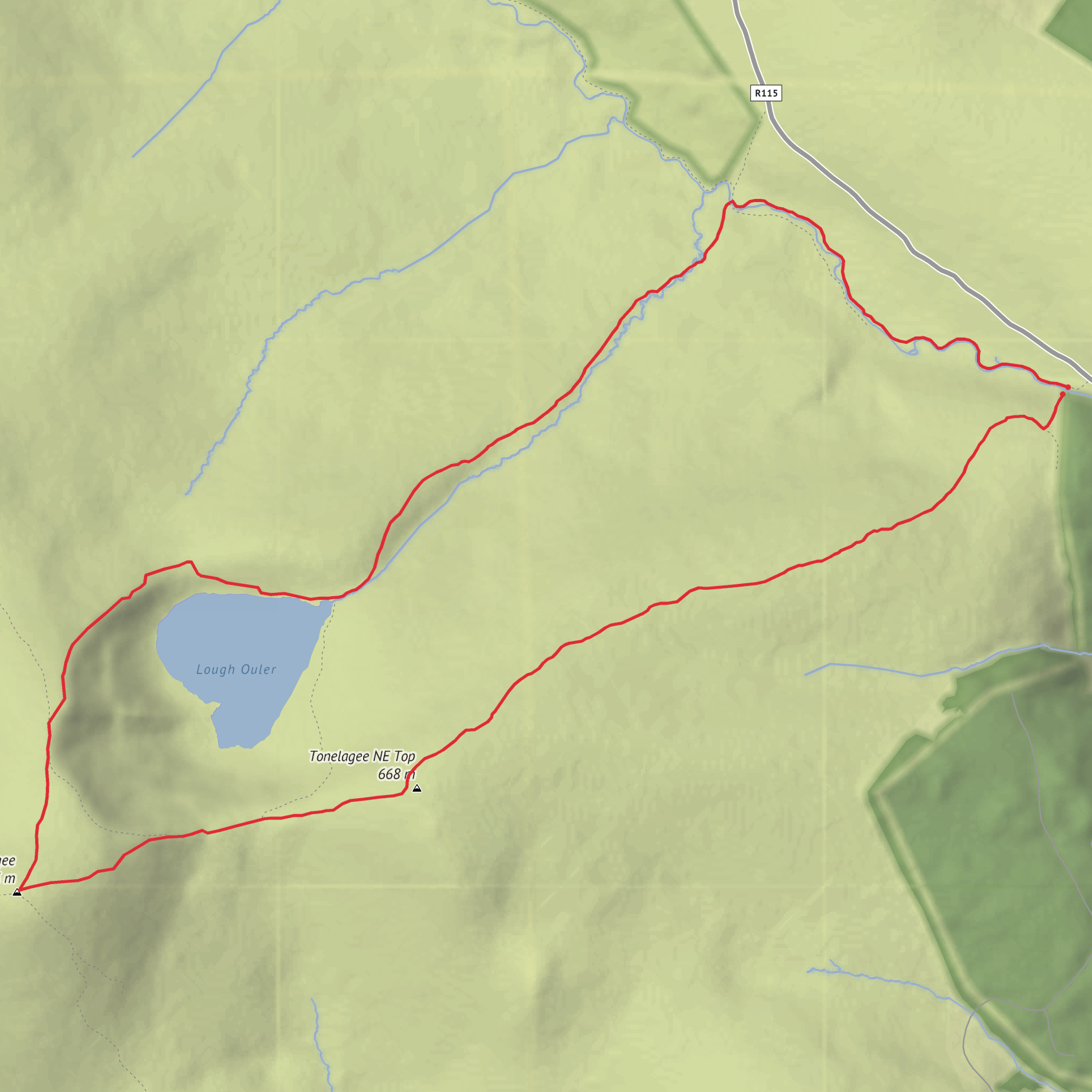 Lough Ouler and Tonelagee Loop mobile static map