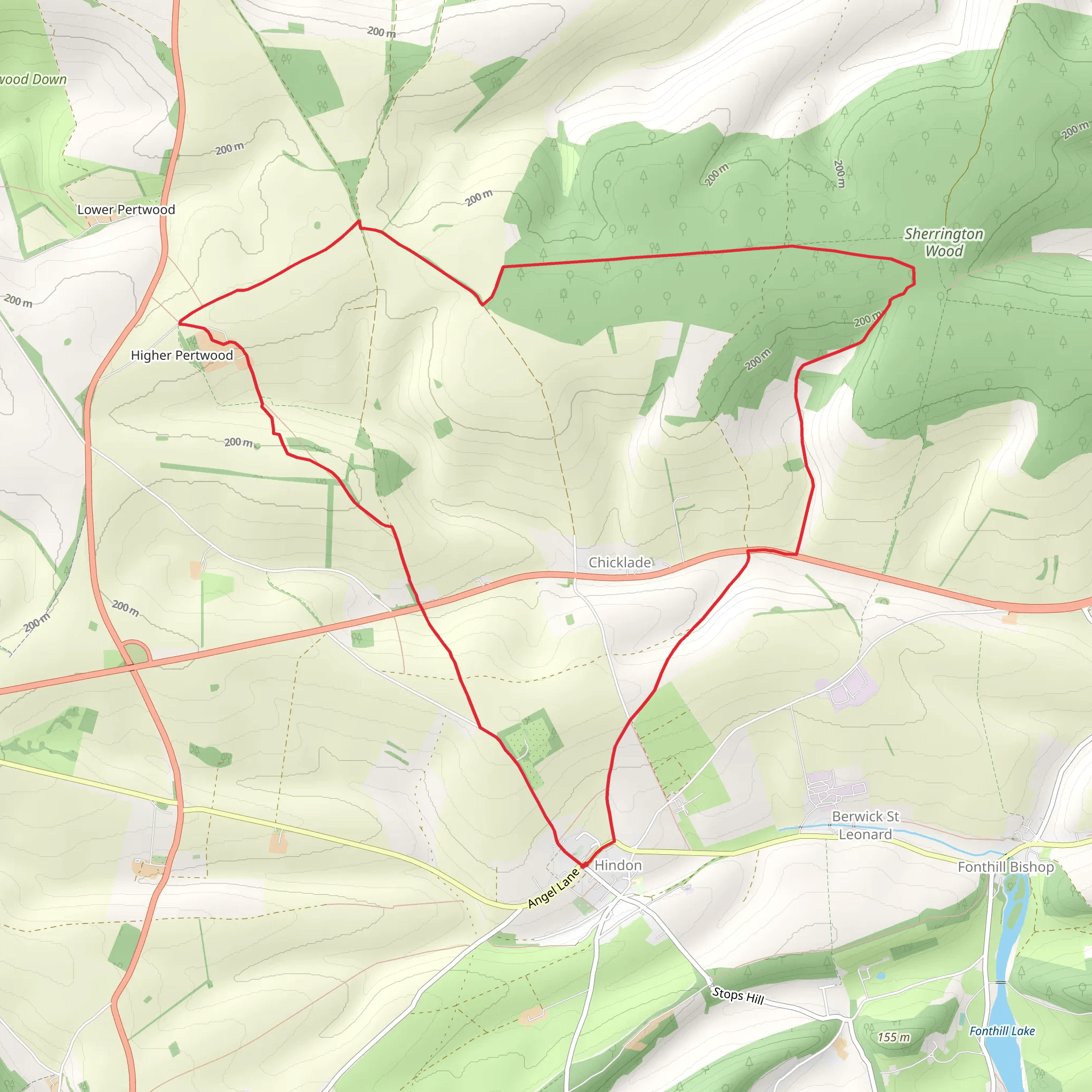Higher Pertwood and Wessex Ridgeway from Hindon mobile static map
