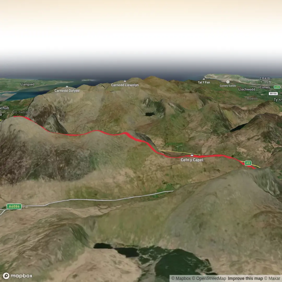 An image depicting the trail Glyder Fach Out and Bach and its surrounding area.
