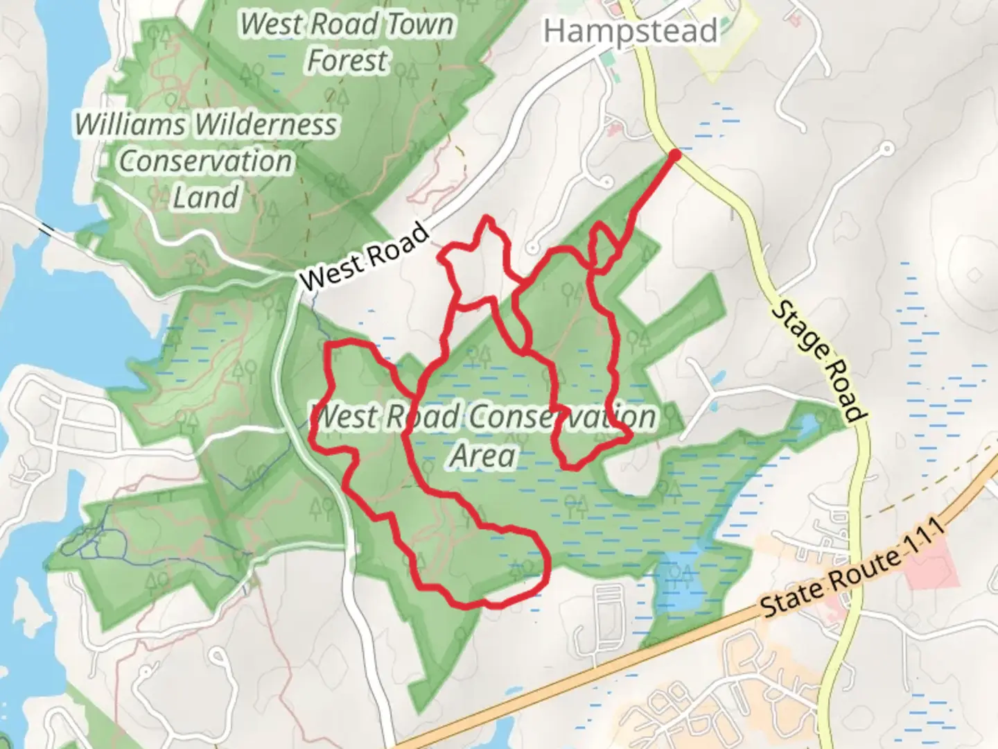 An image depicting the trail Hampstead - Greenbelt Loop and its surrounding area.
