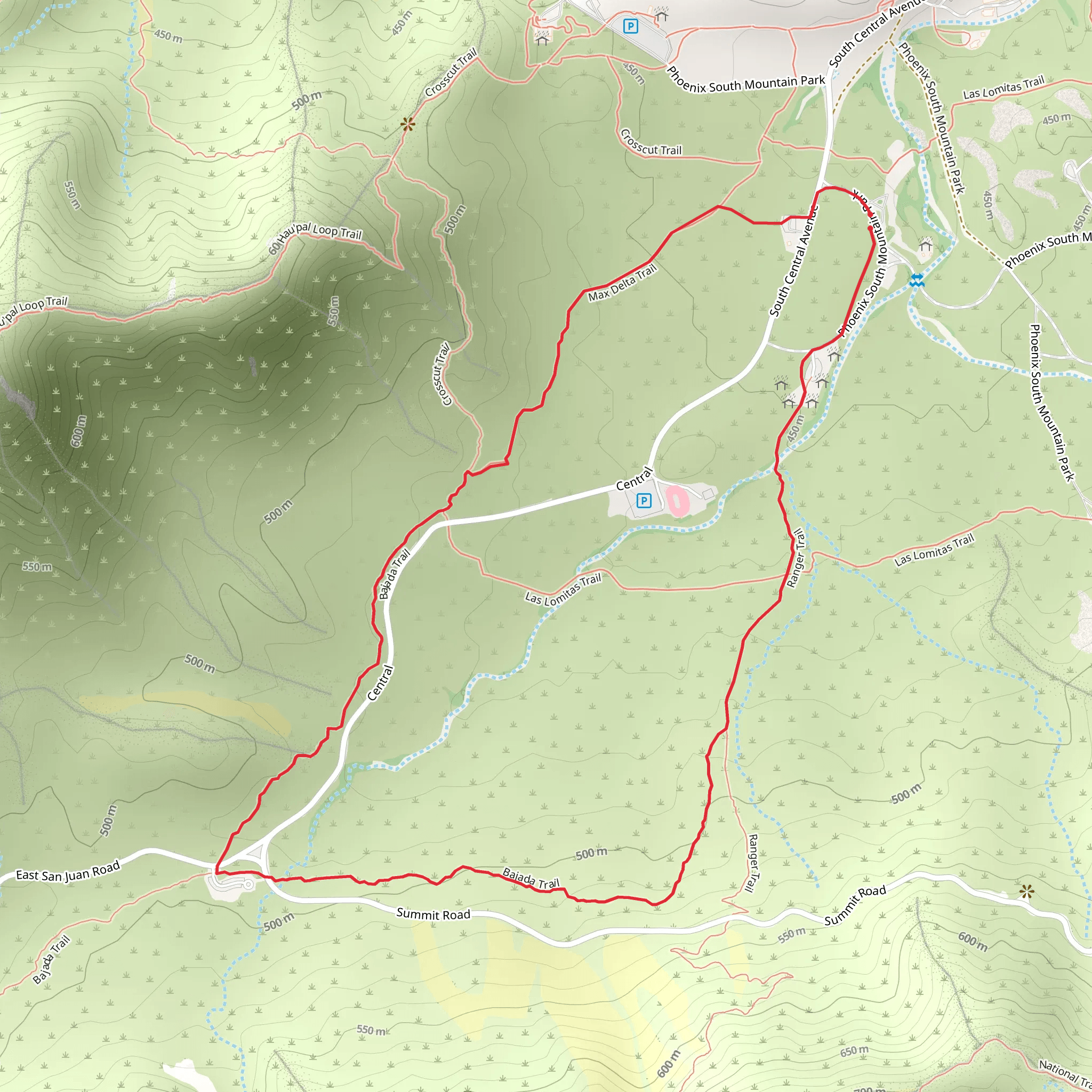 Max Delta, Bajada and Ranger Loop Trail mobile static map