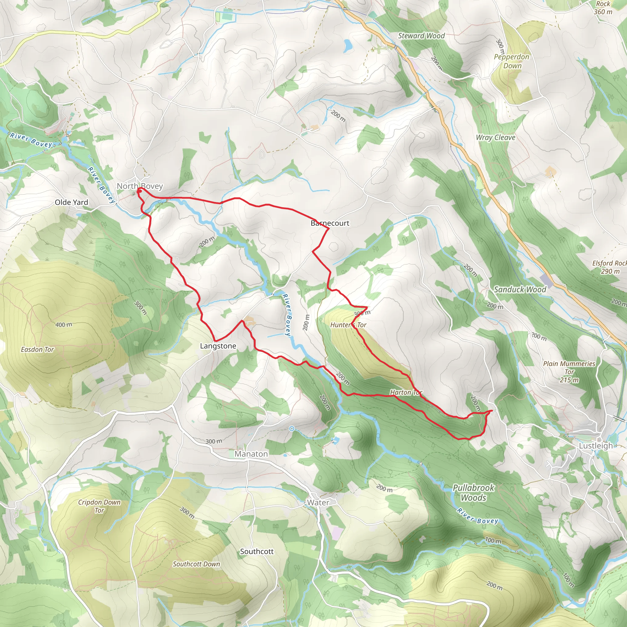 Hunter's Tor and Lustleigh Cleave Loop mobile static map