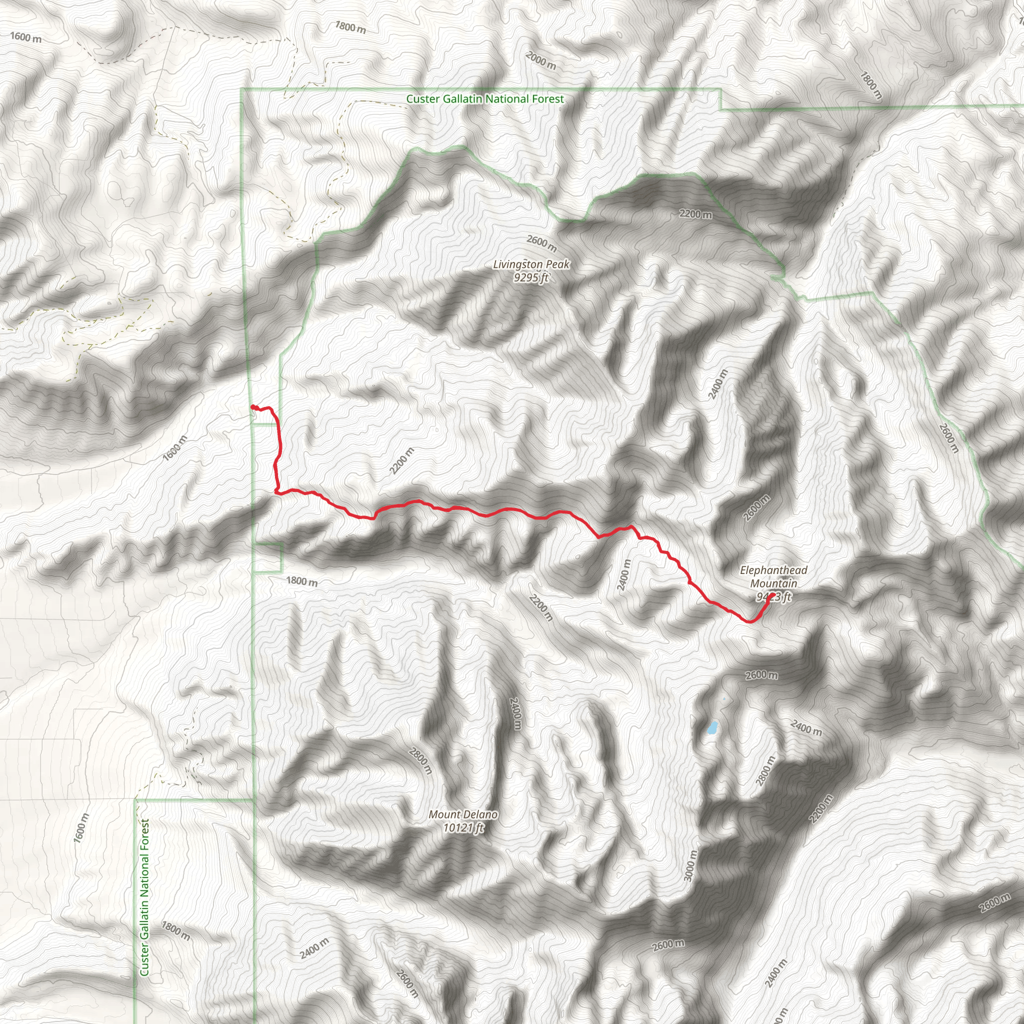 North Fork Deep Creek Trail to Elephanthead Mountain mobile static map
