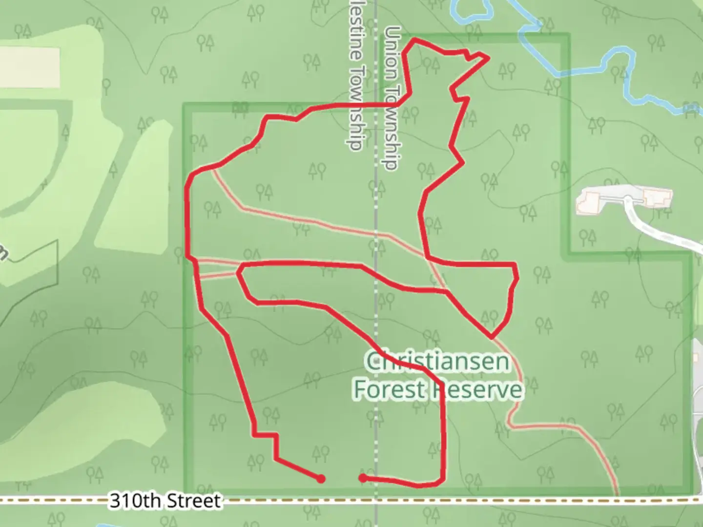 An image depicting the trail Oak Boulevard Loop and its surrounding area.