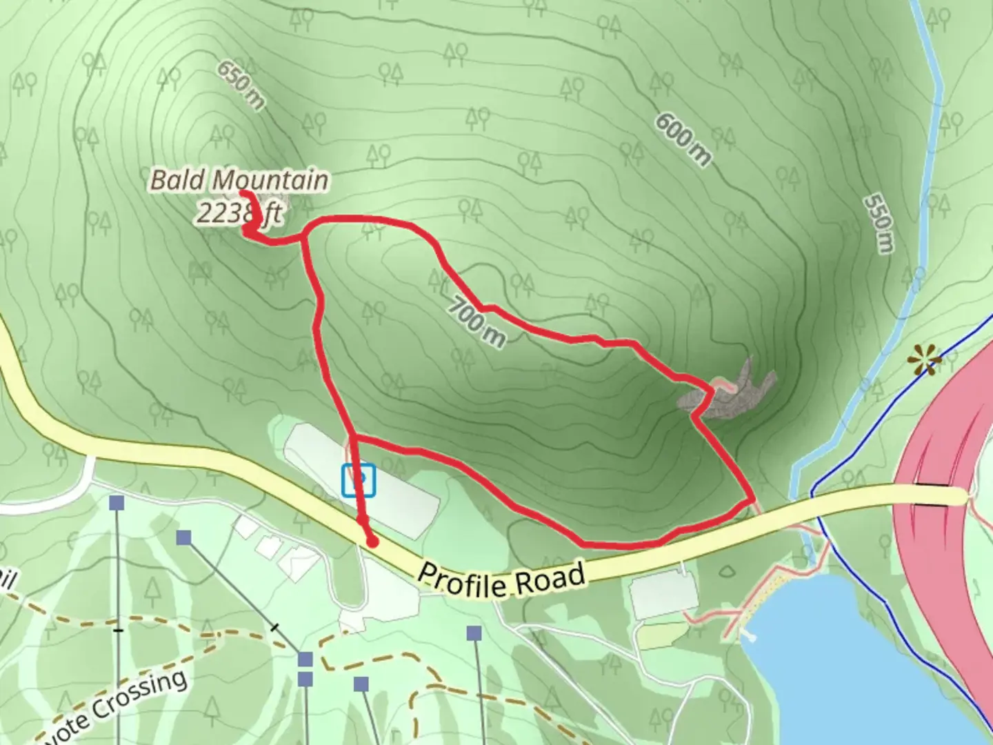An image depicting the trail Bald Mountain via Bald Mtn - Artists Bluff Path Loop and its surrounding area.