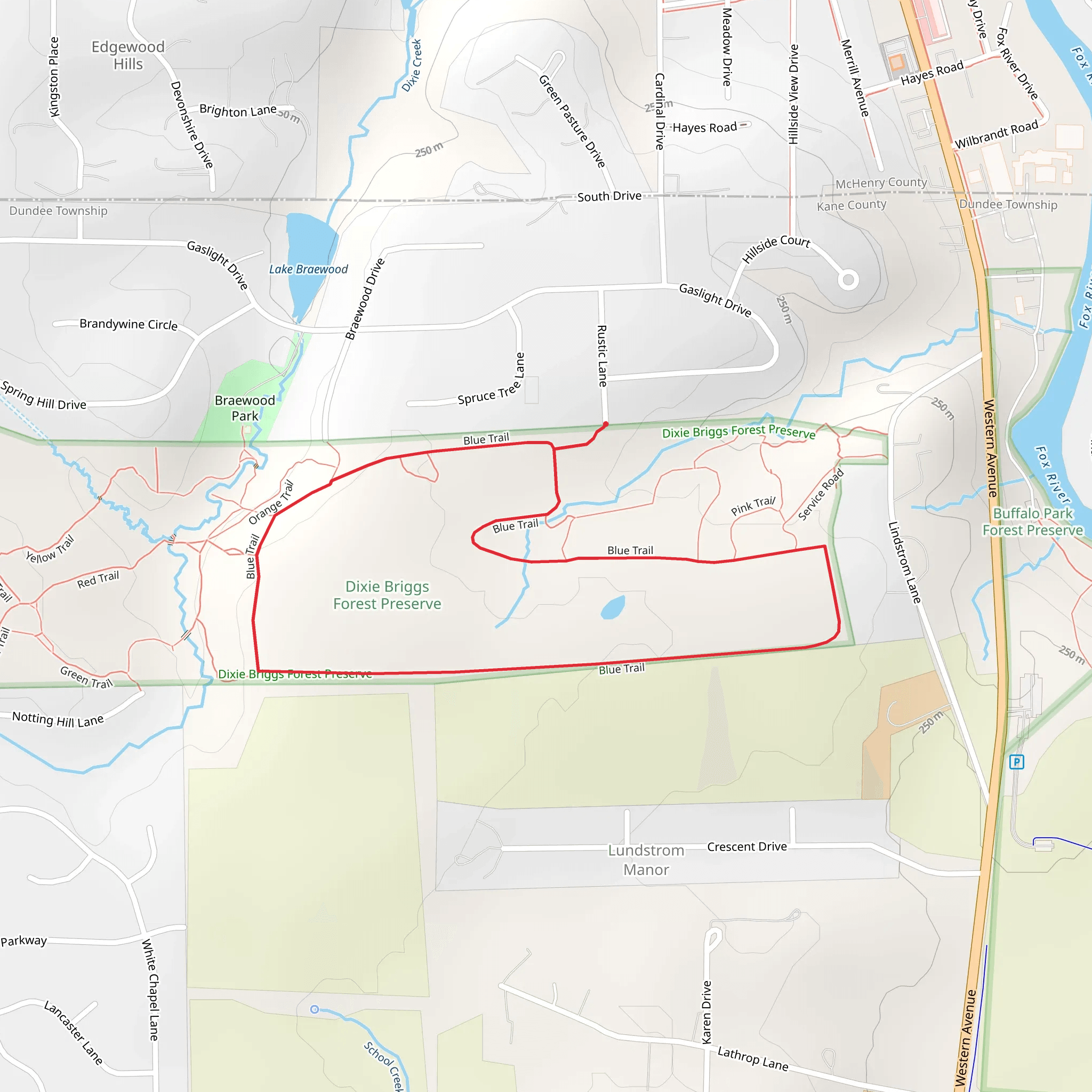 Red and Blue Loop Trail mobile static map