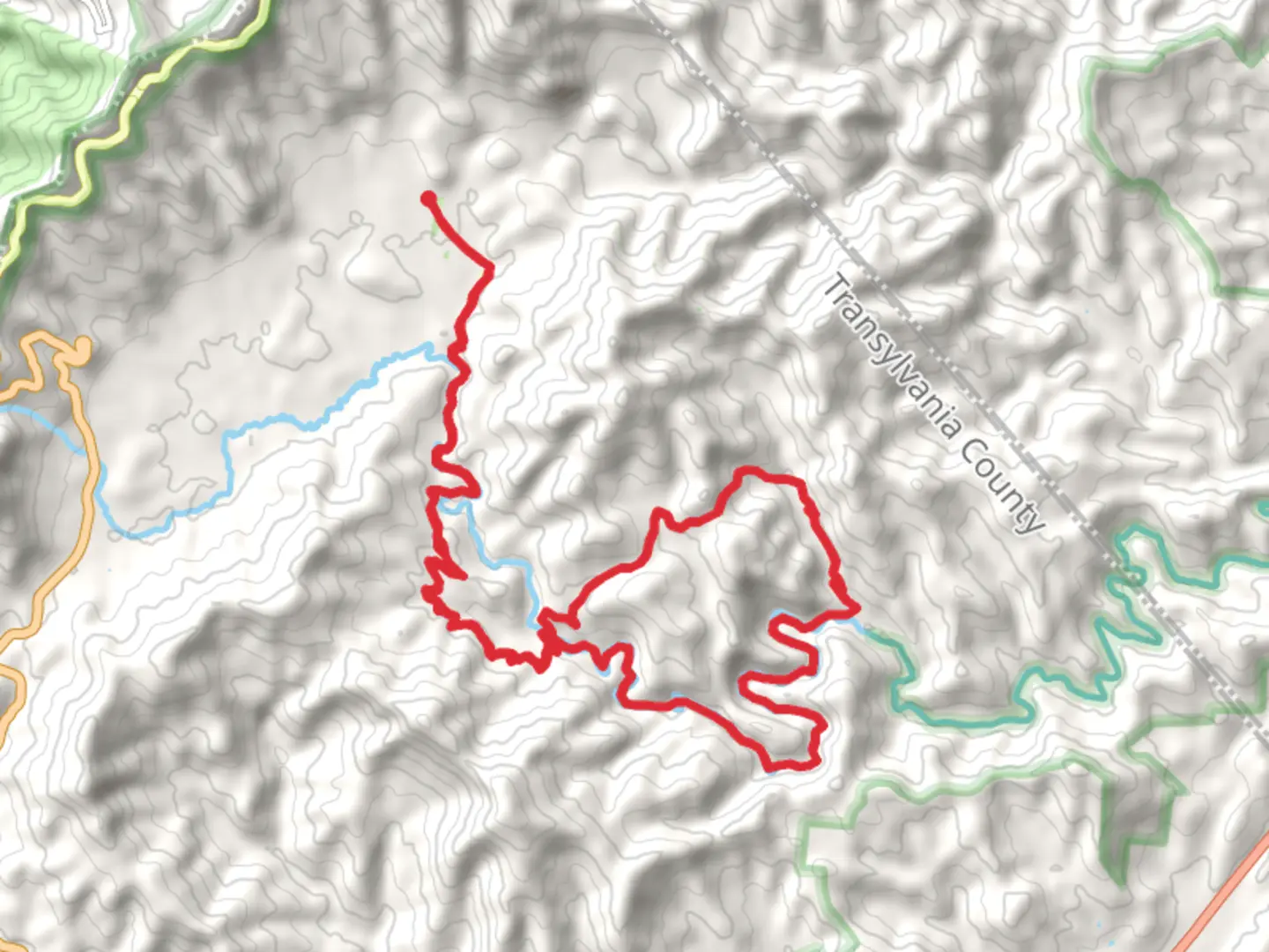 An image depicting the trail South Mills River Road, Cantrell Creek and Squirrel Gap Loop and its surrounding area.