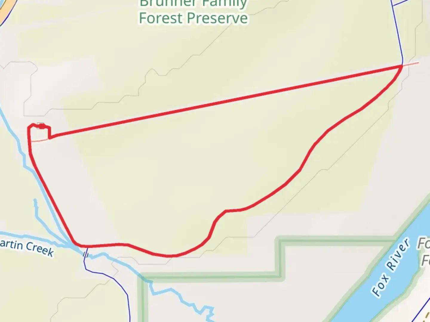 An image depicting the trail Brunner Trail and Airstrip Trail Mowed Loop and its surrounding area.