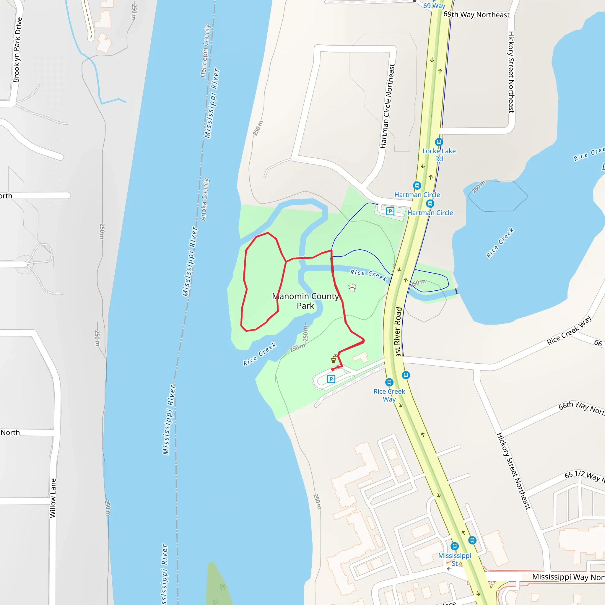 Manomin County Park Loop mobile static map