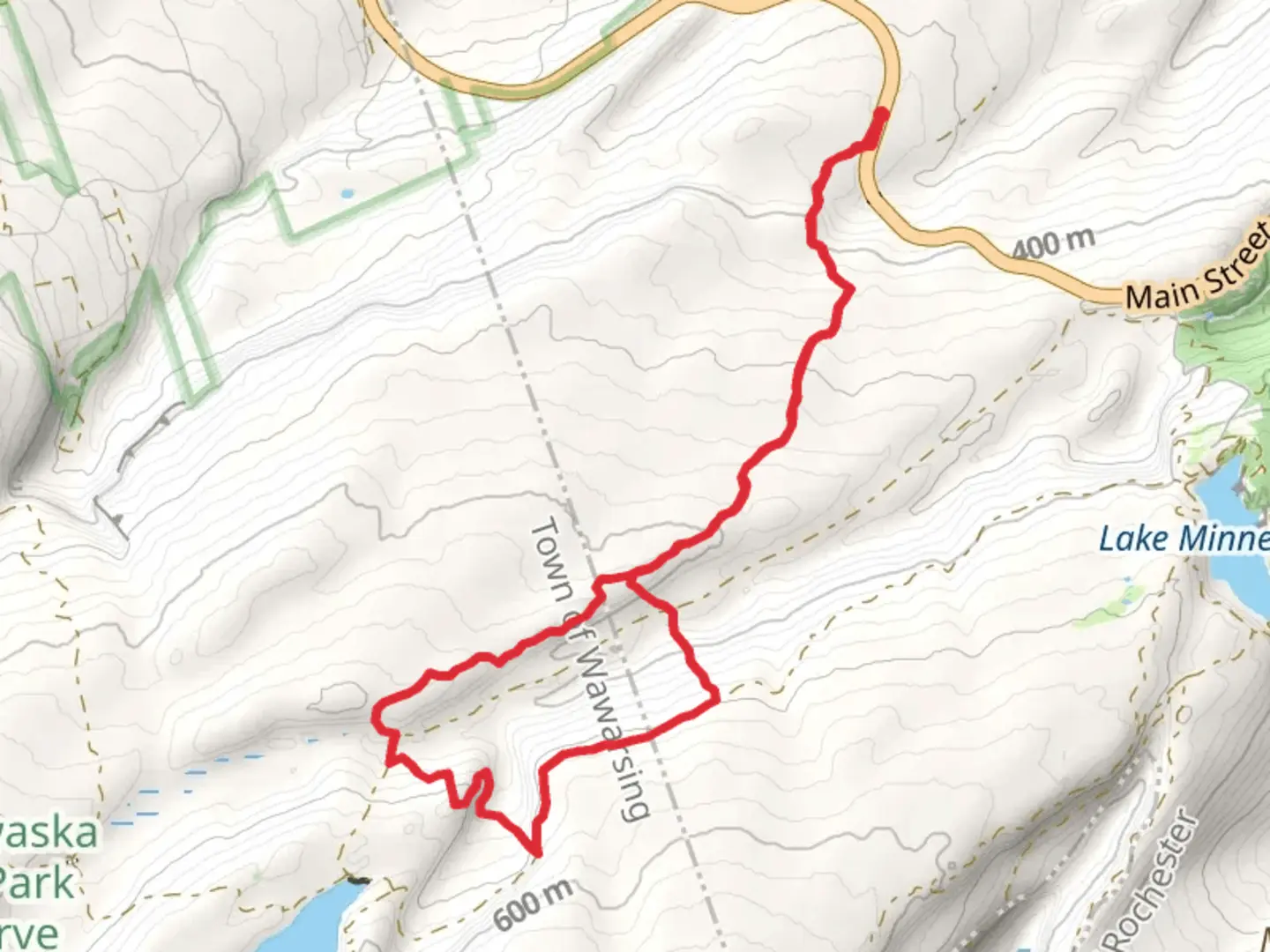 An image depicting the trail Jenny Lane and Upper Awosting Carriageway Loop Trail and its surrounding area.
