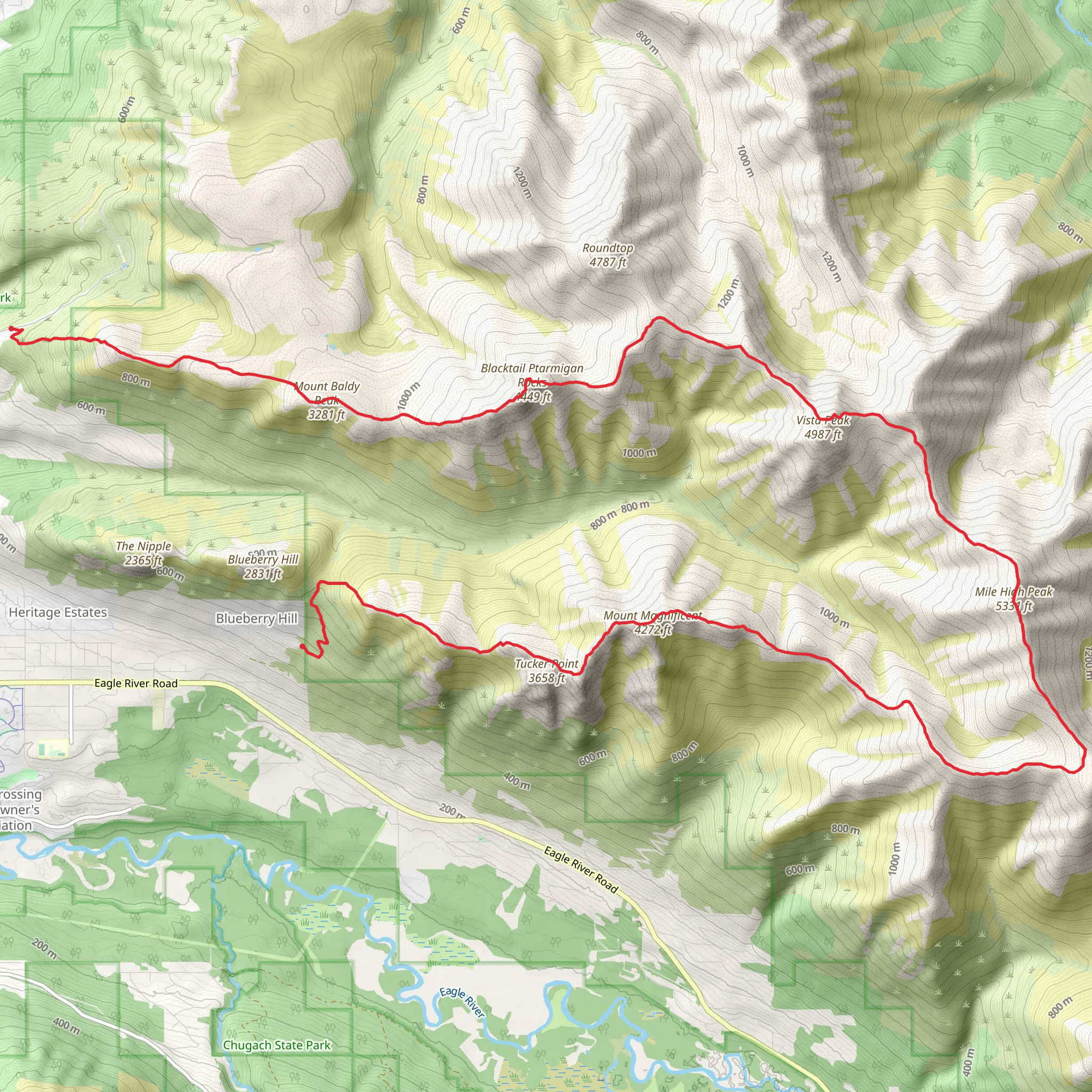 Mount Baldy Peak and Mile Hi-Mount Magnificent Trail mobile static map