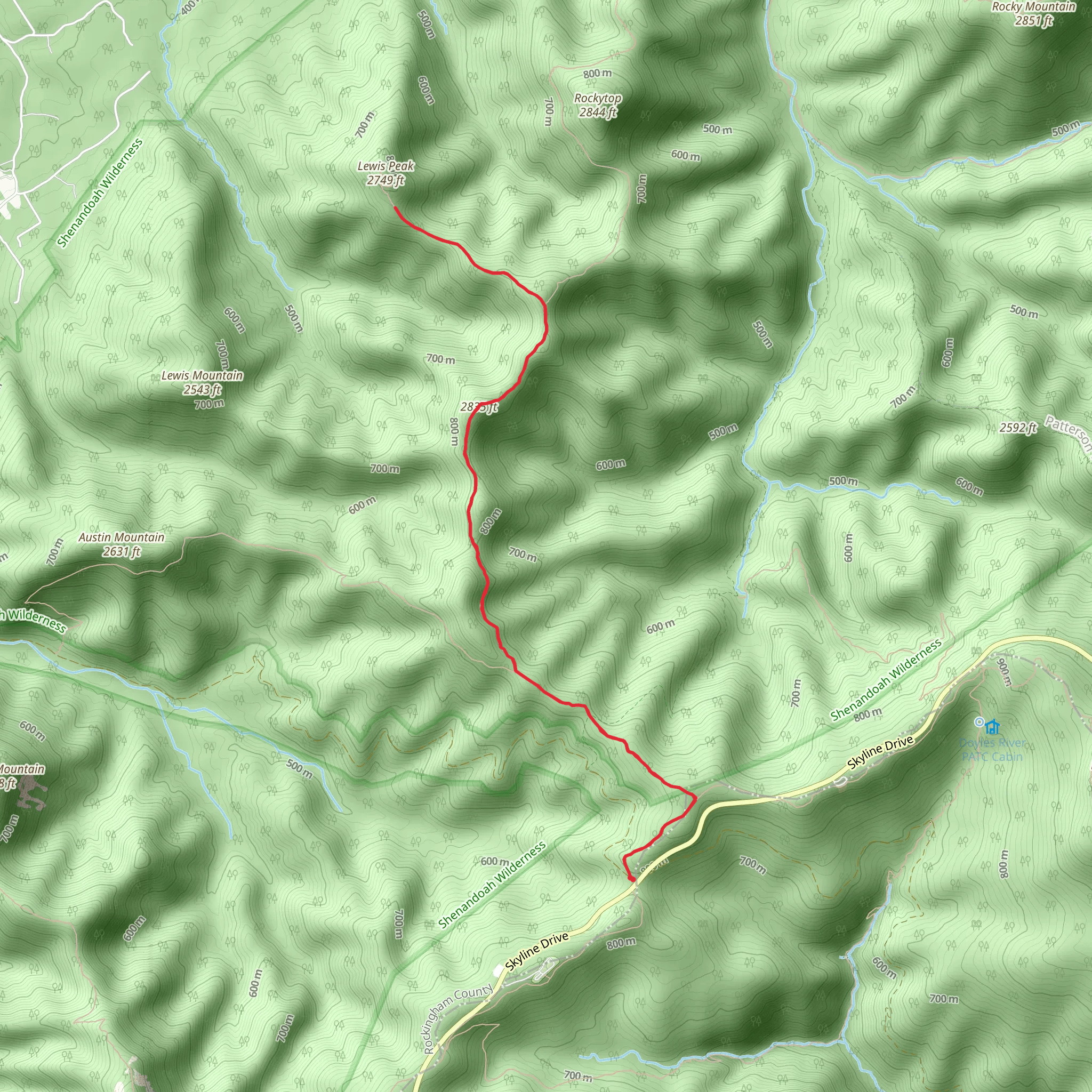 Lewis Peak via Rockytop Trail mobile static map