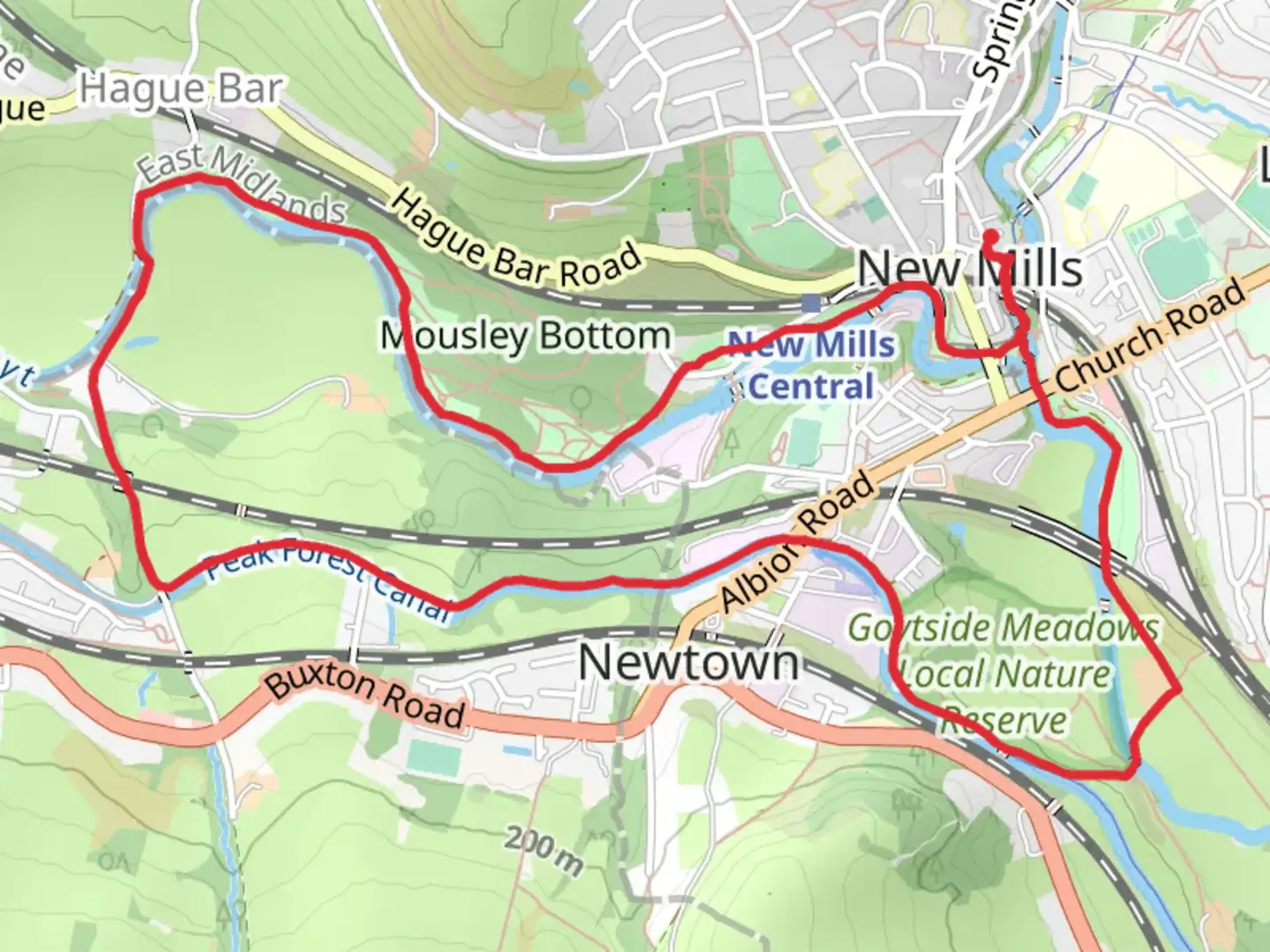 An image depicting the trail New mills millenium walkway and its surrounding area.
