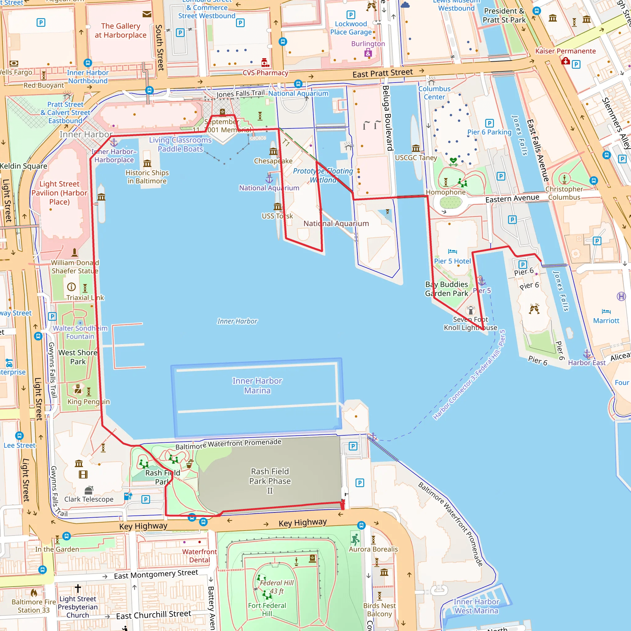 Baltimore Waterfront Promenade - Inner Harbor mobile static map
