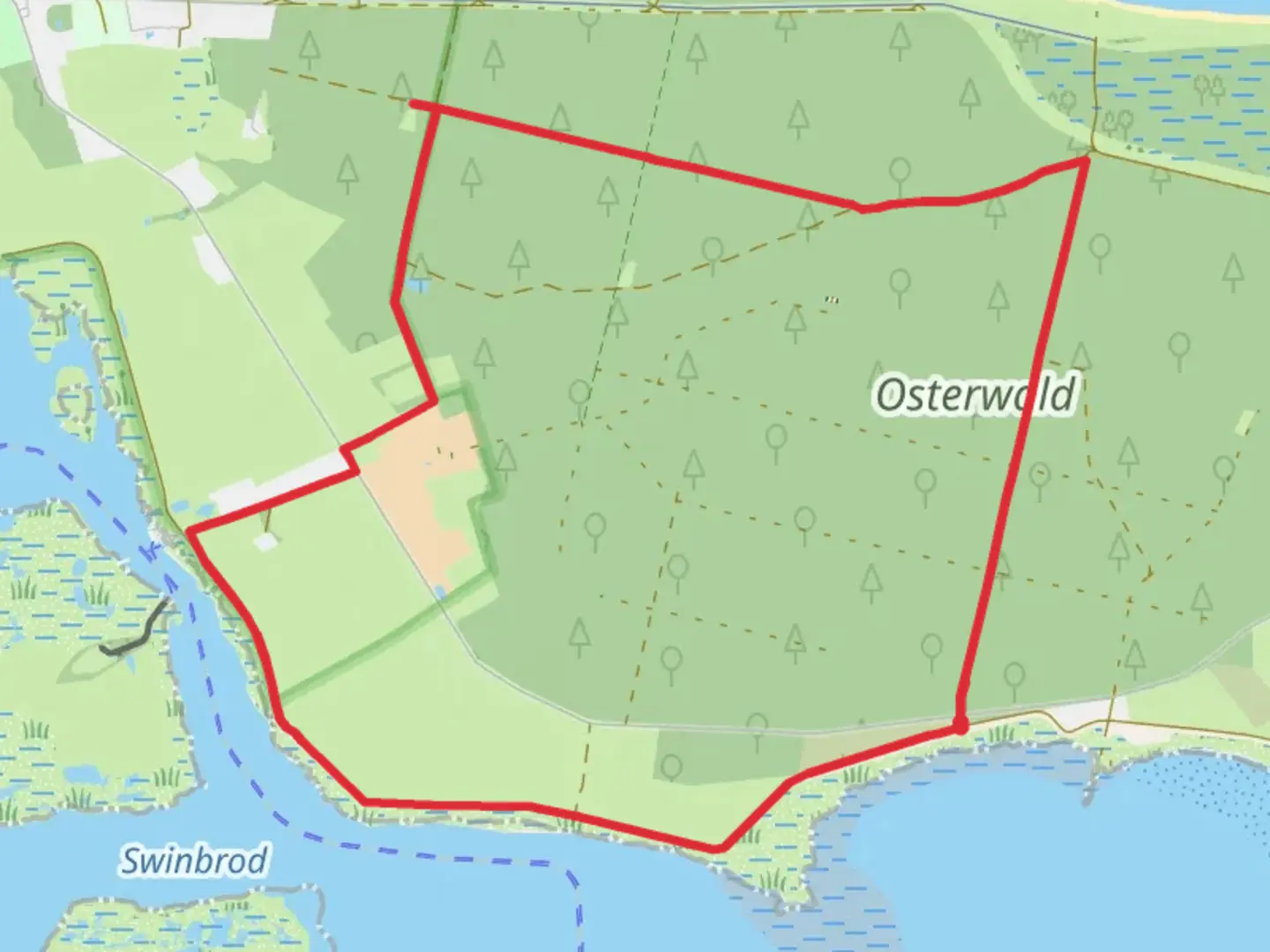 An image depicting the trail Mammutbaeume im Osterwald via Wieker Weg and its surrounding area.