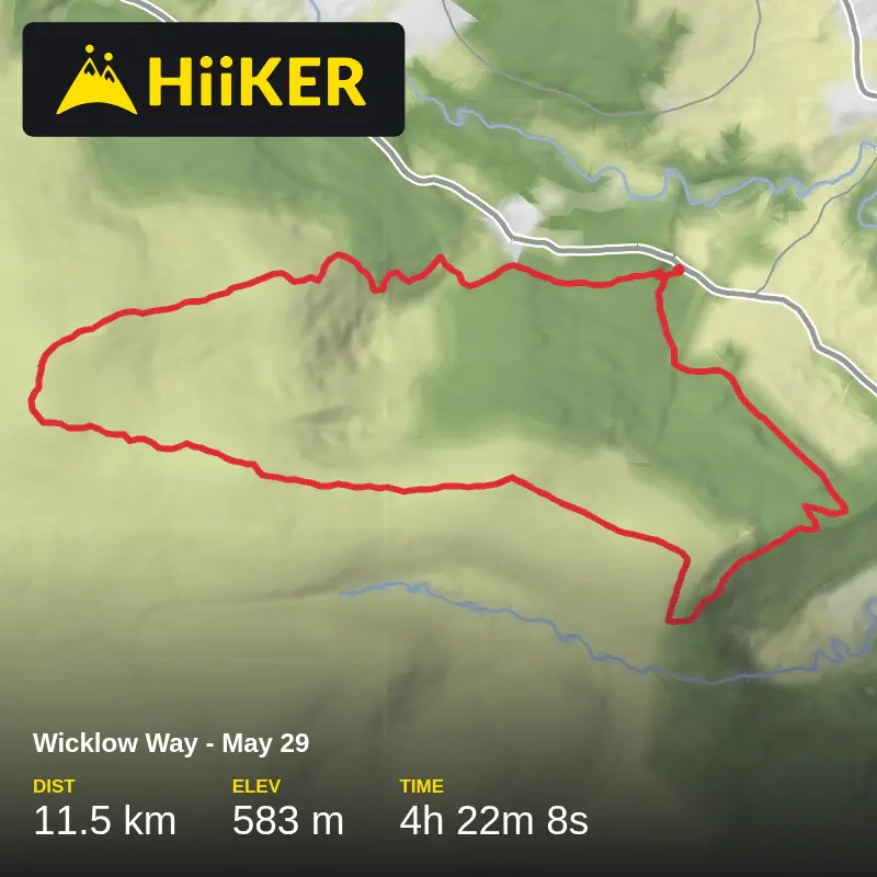 A map preview of the recording Wicklow Way - May 29.