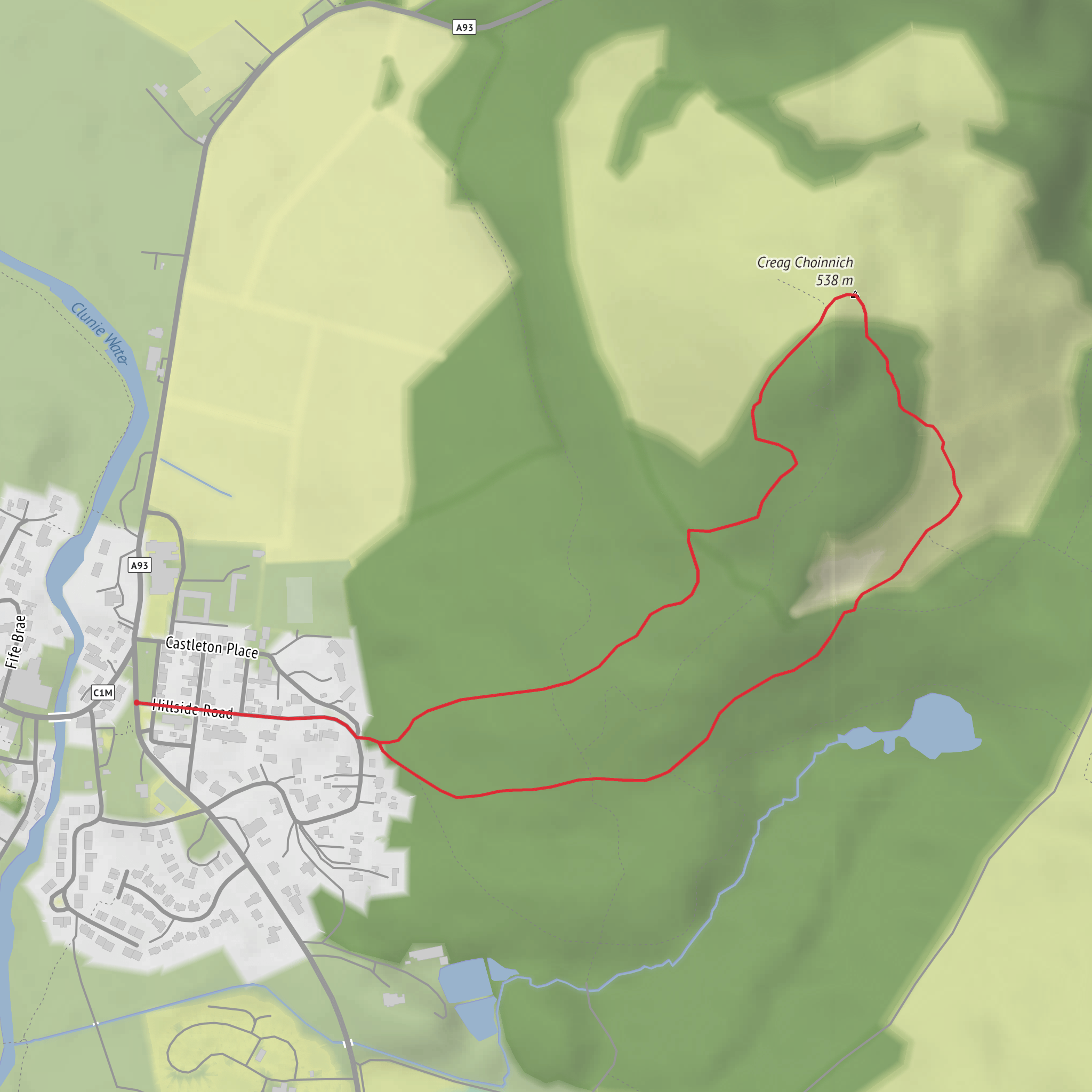 Creag Choinnich from Braemar mobile static map