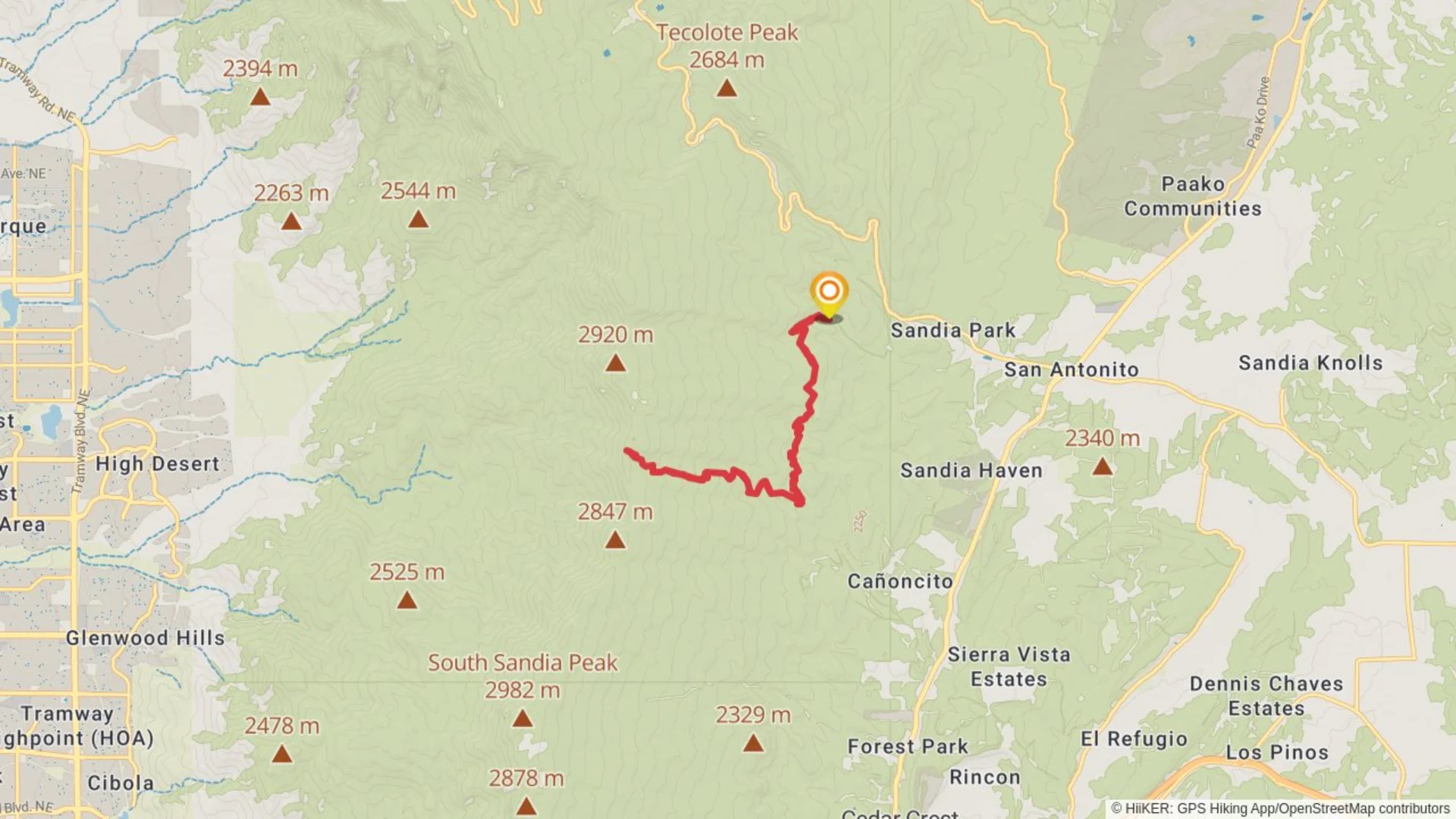 An image depicting the trail Canoncito Trail via Faulty Trail and its surrounding area.