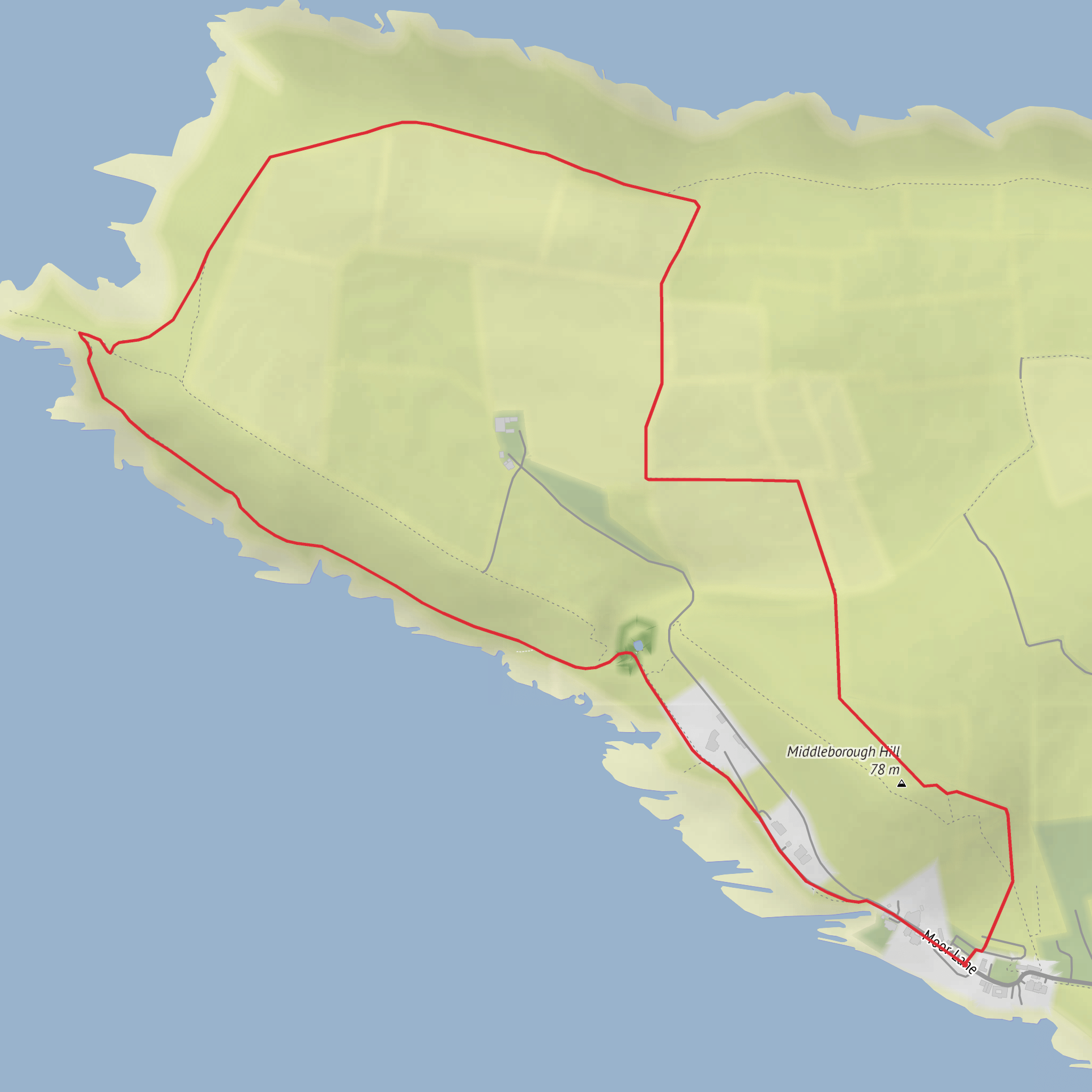 Baggy Point Circular Walk via Middleborough Hill mobile static map