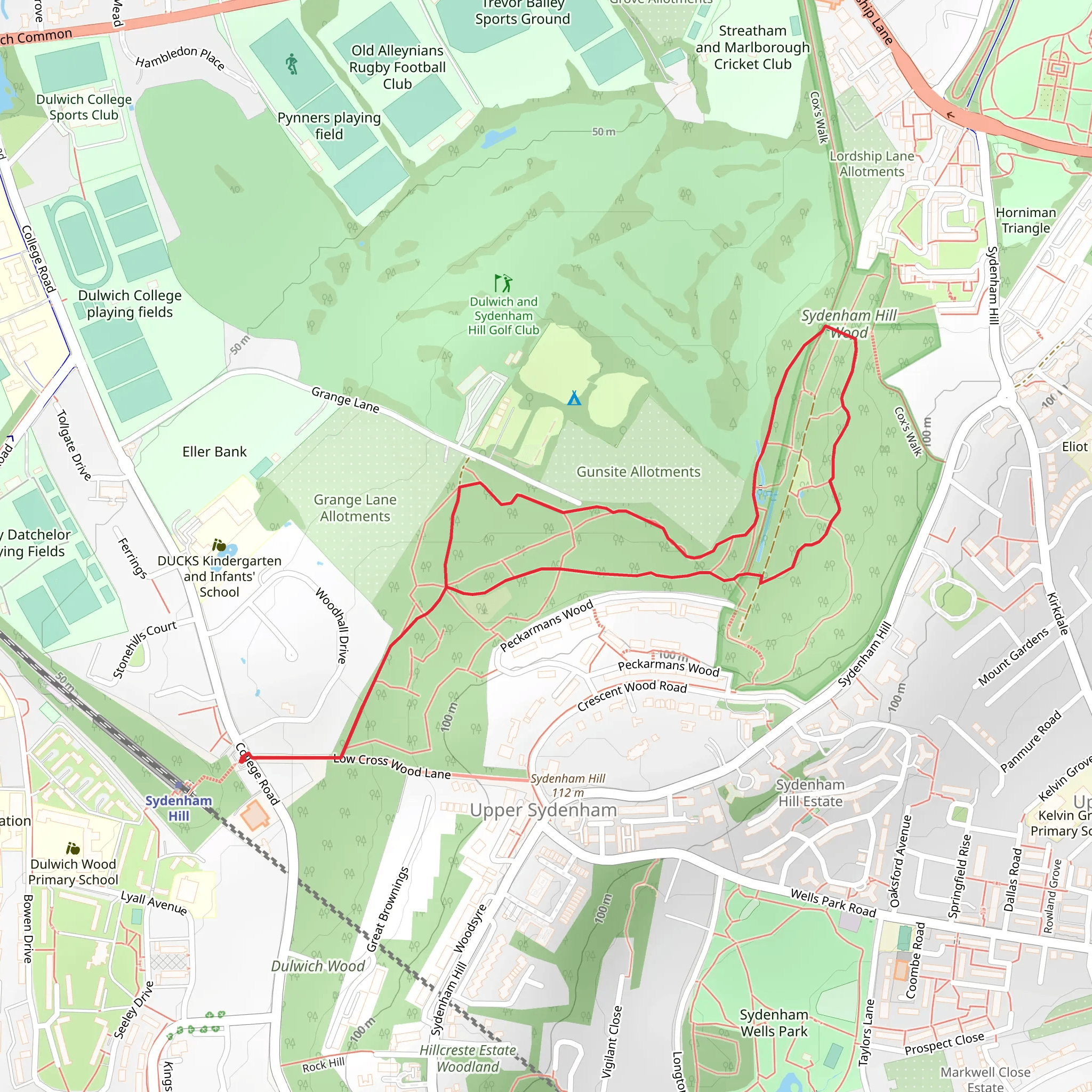 Dulwich Woods mobile static map