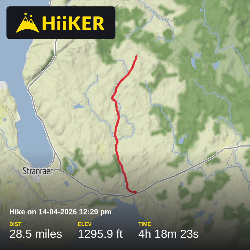 A map preview of the recording Hike on 14-04-2026 12:29 pm.