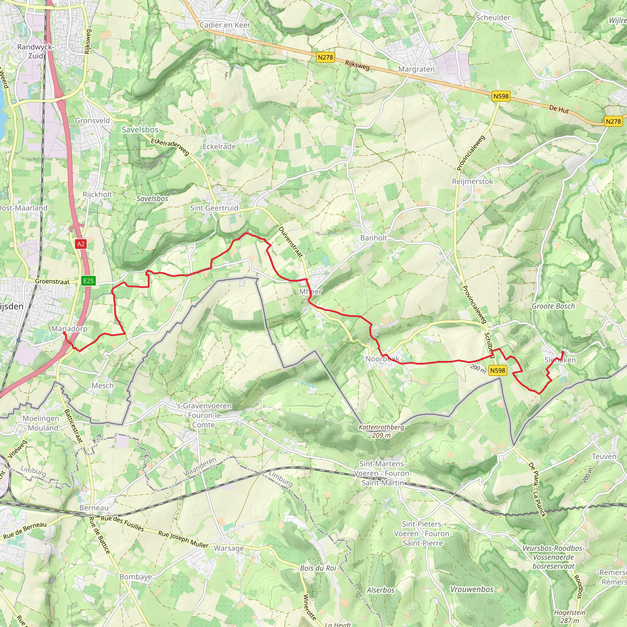 Slenaken to Mariadorp via Papen Weg and Ezels Weg mobile static map