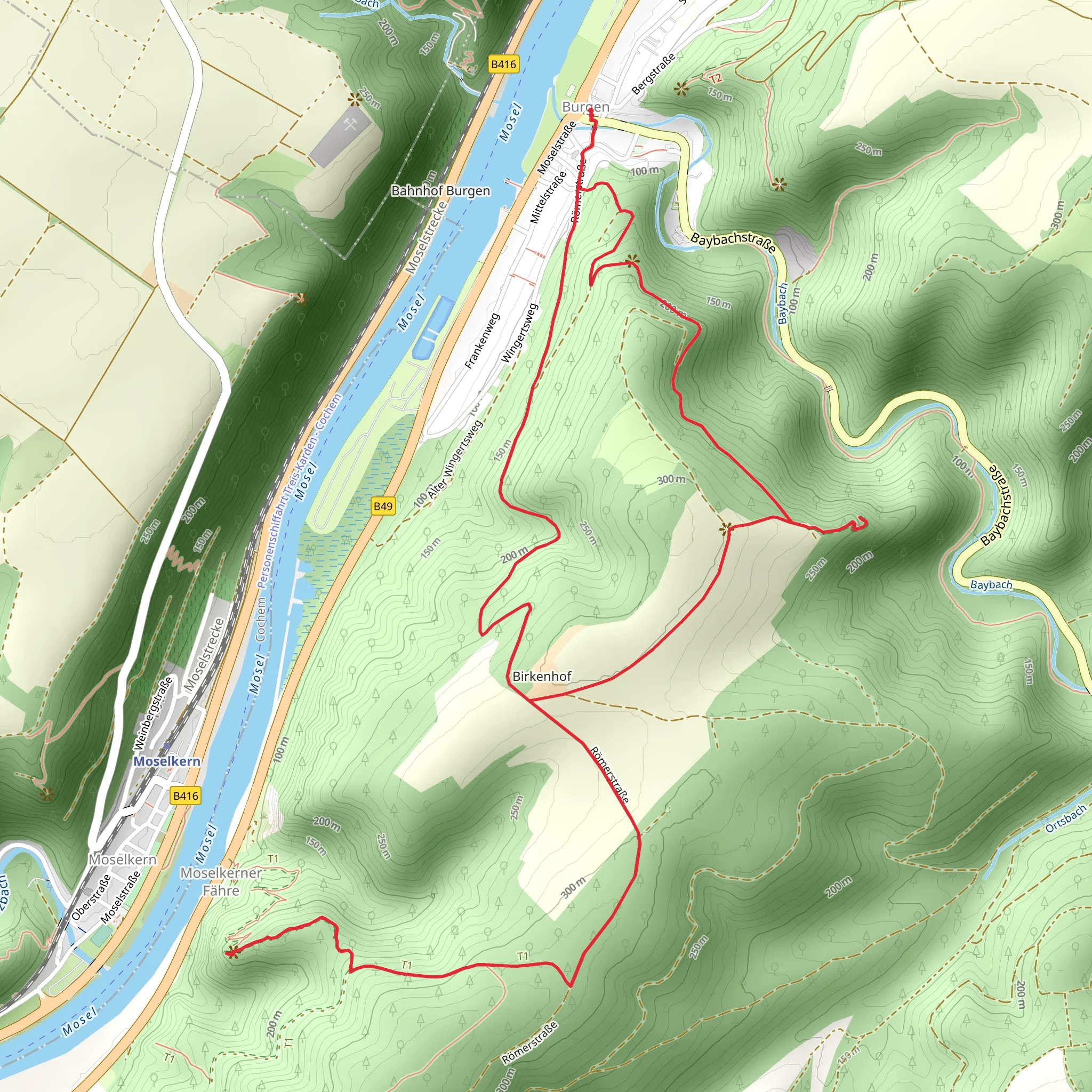 Druidenstein Kreuz and Schinderhanneshöhle Loop - Burgen mobile static map