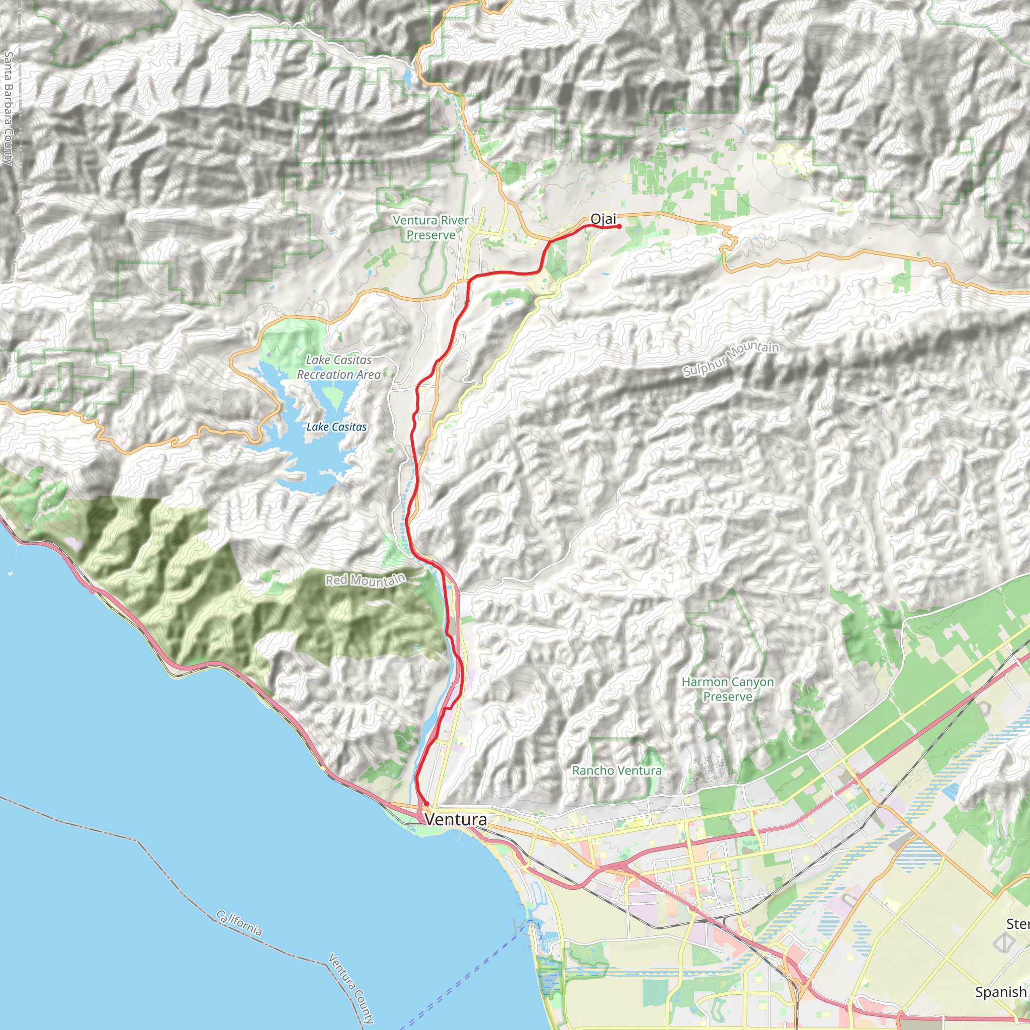 Ojai - Ventura Path mobile static map