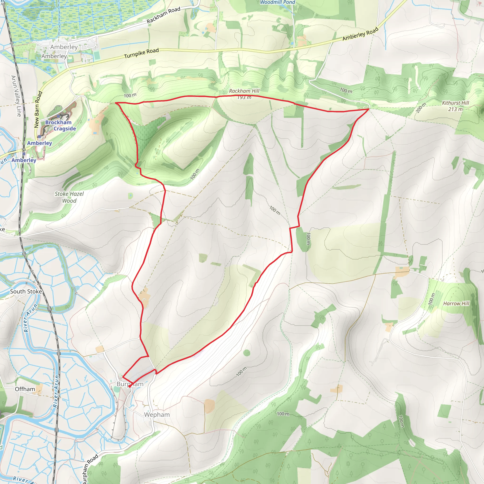 Amberley Mount and Wepham Down from Burpham mobile static map