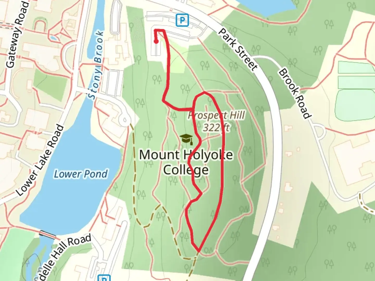 An image depicting the trail Prospect Hill Loop and its surrounding area.