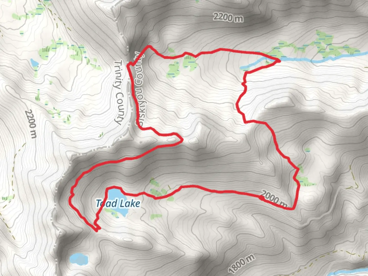 An image depicting the trail Sisson Callahan and Toad Lake Loop Trail and its surrounding area.