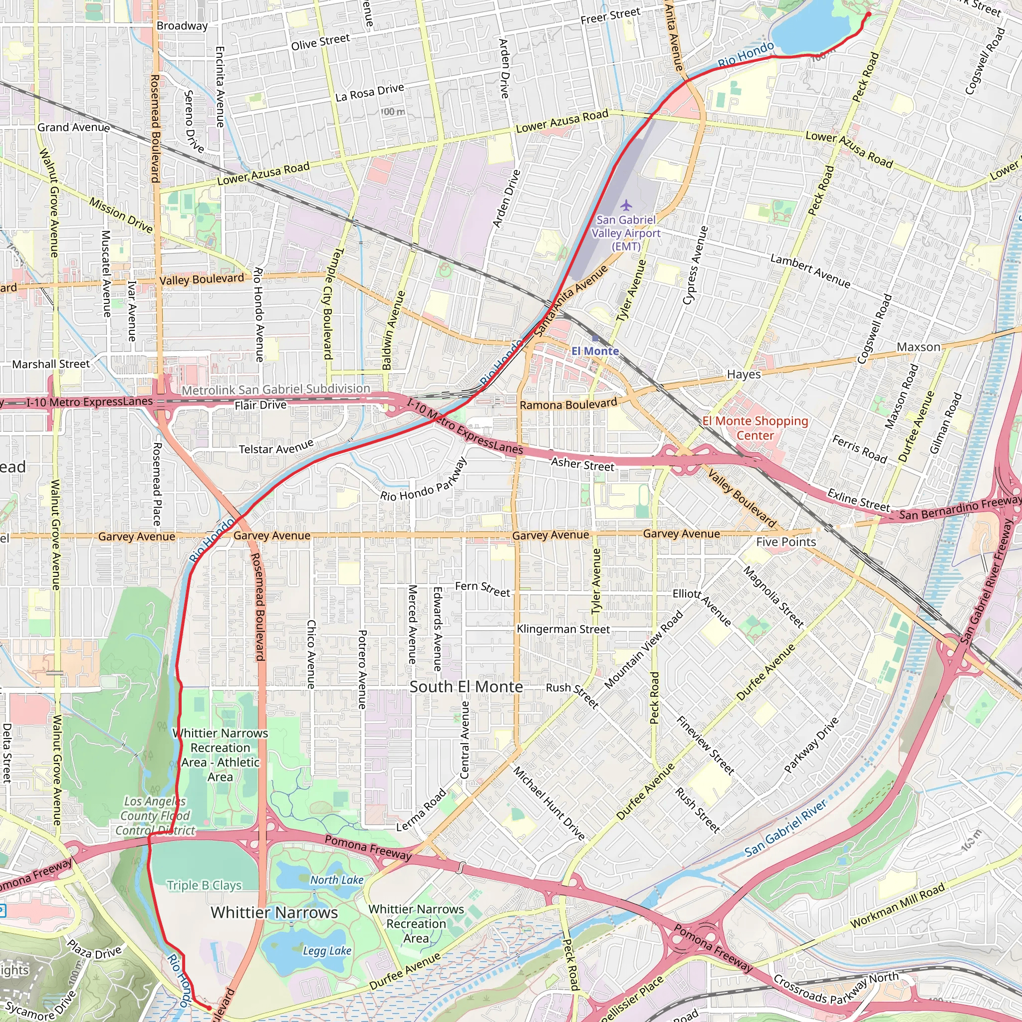 Rio Hondo River Trail from San Gabriel Boulevard mobile static map