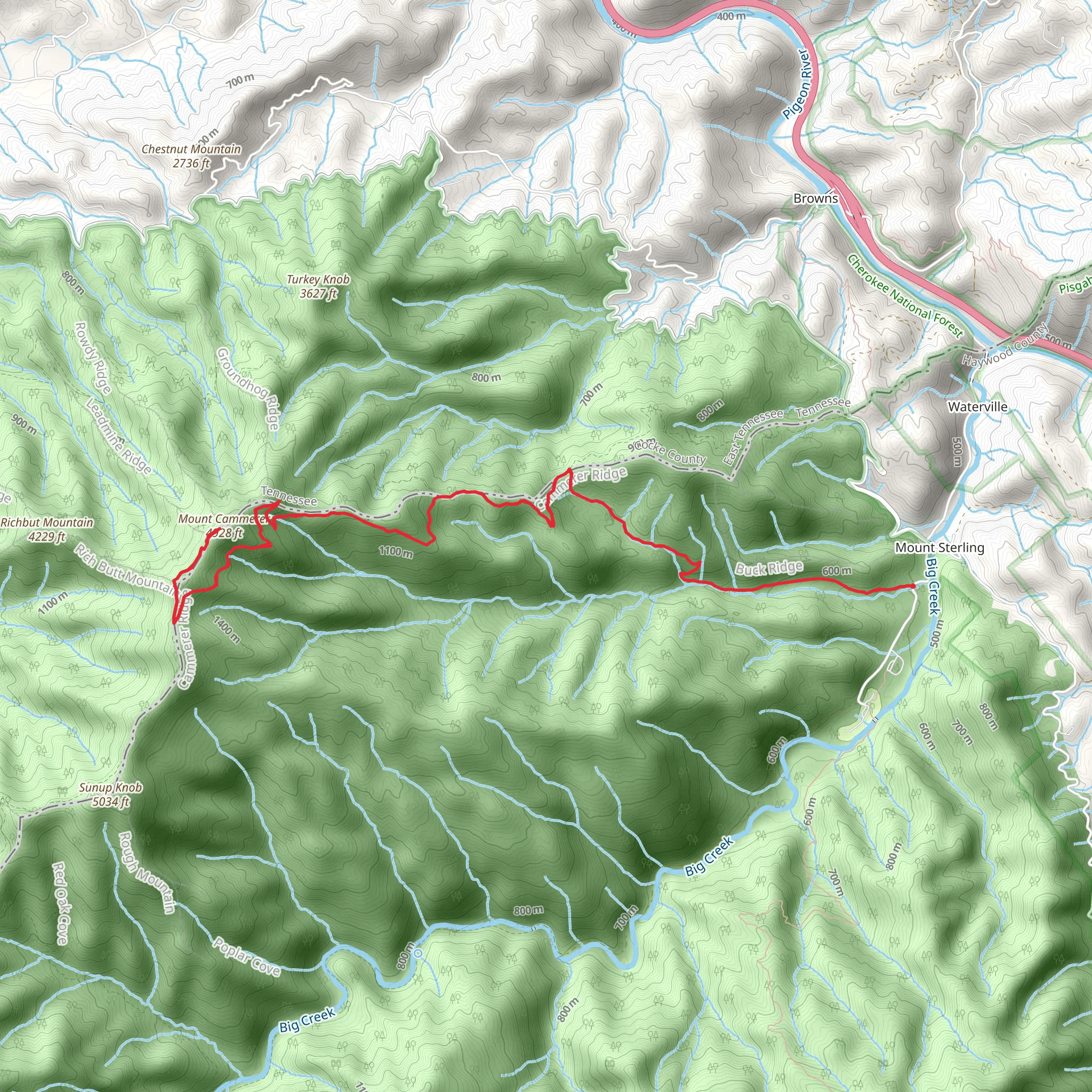 Mount Cammerer via Chestnut Branch Trail mobile static map