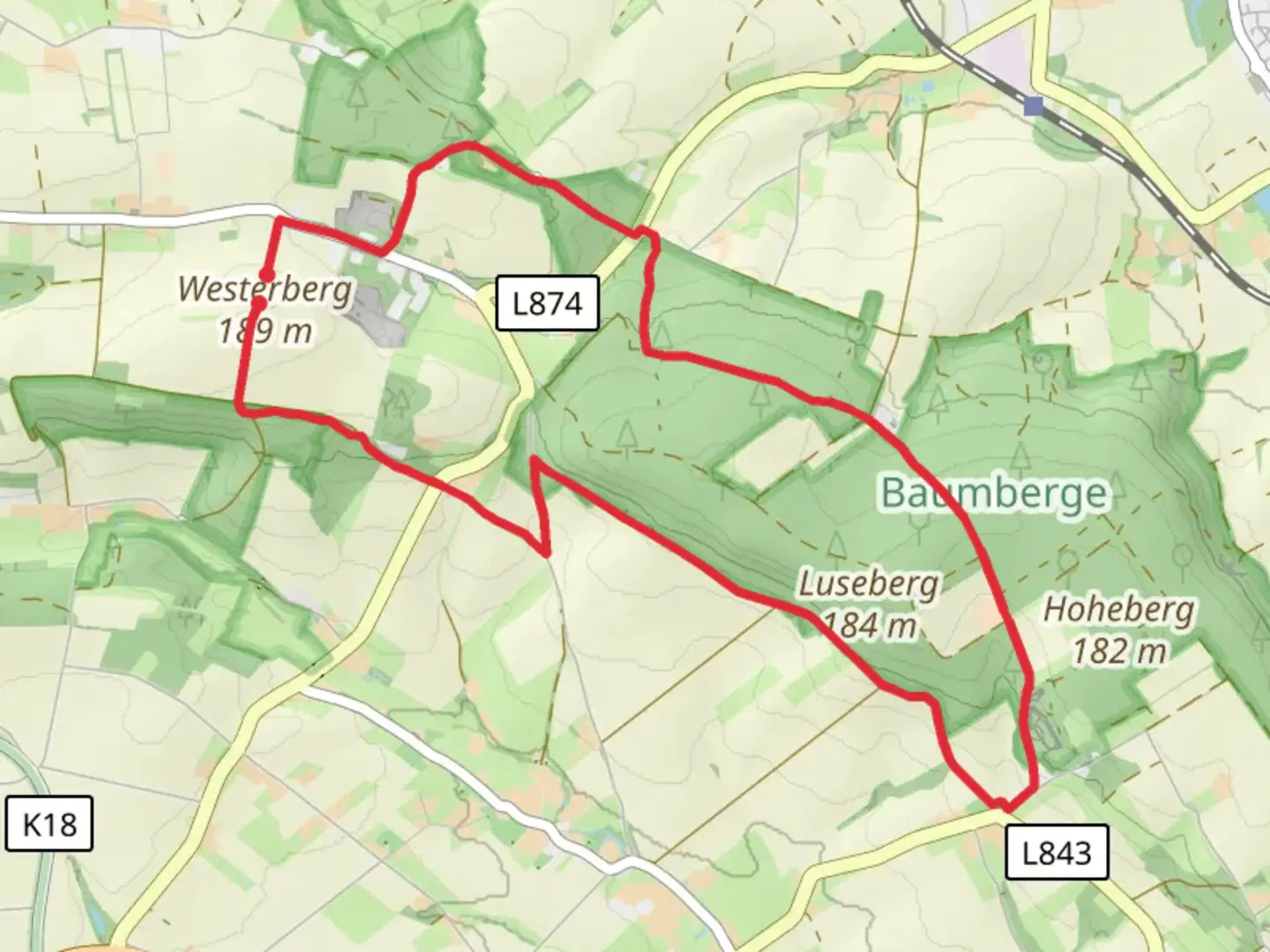 An image depicting the trail Longinusturm Rundweg and its surrounding area.