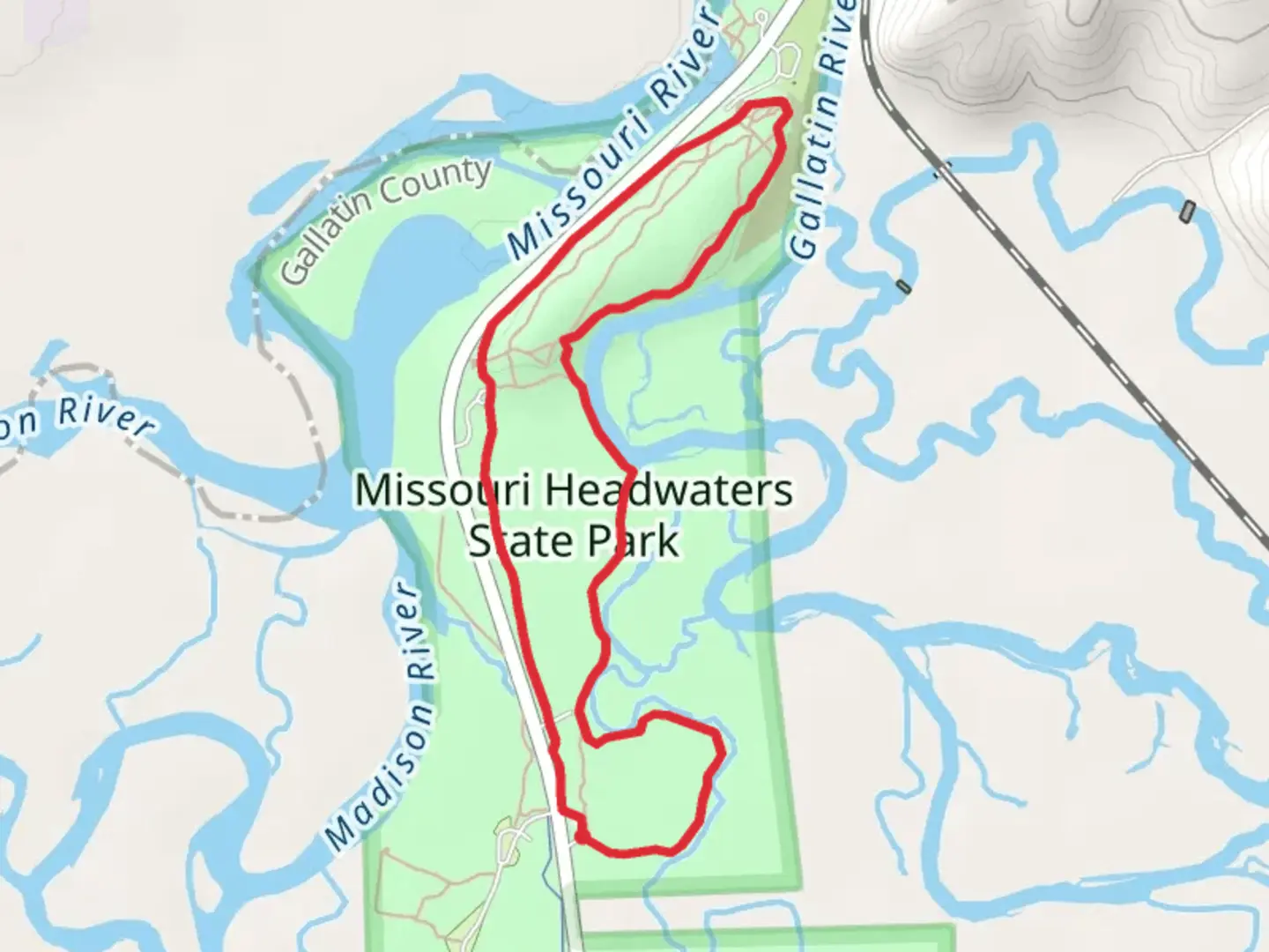 An image depicting the trail Missouri Headwaters State Park Loop Trail - Long and its surrounding area.