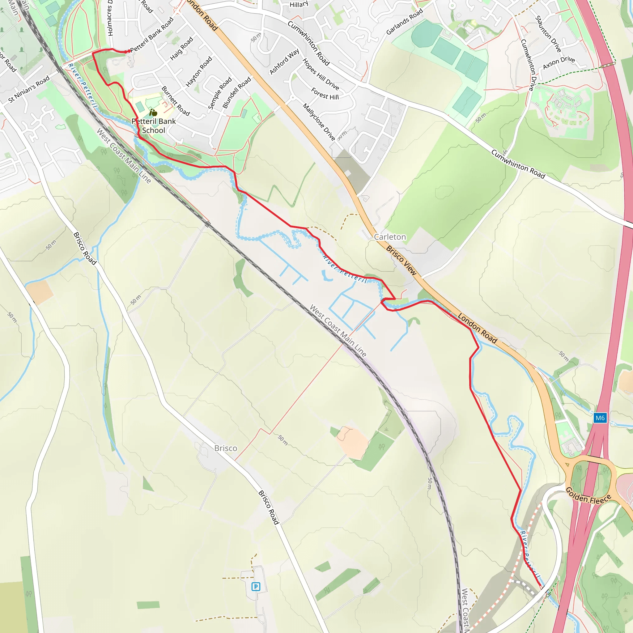 River Petterill Walk - Carleton mobile static map