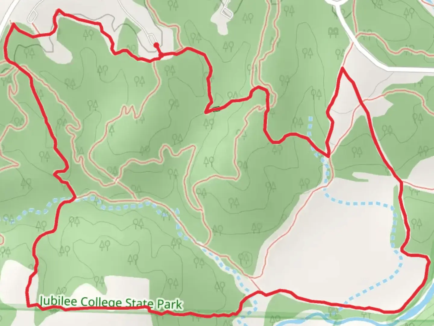 An image depicting the trail Picnic, Ryan's Elbow and Little Devil Loop Trail and its surrounding area.