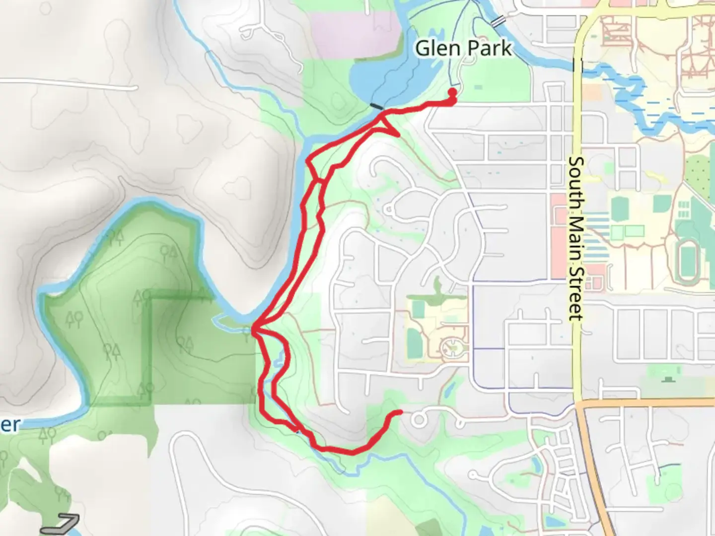 An image depicting the trail River Hills Park Loop and its surrounding area.