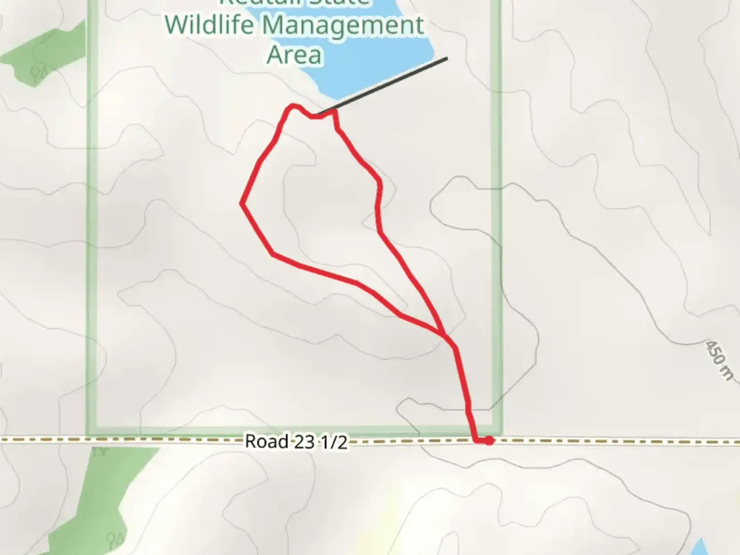 An image depicting the trail Oak Middle Reservoir 68-A Loop and its surrounding area.