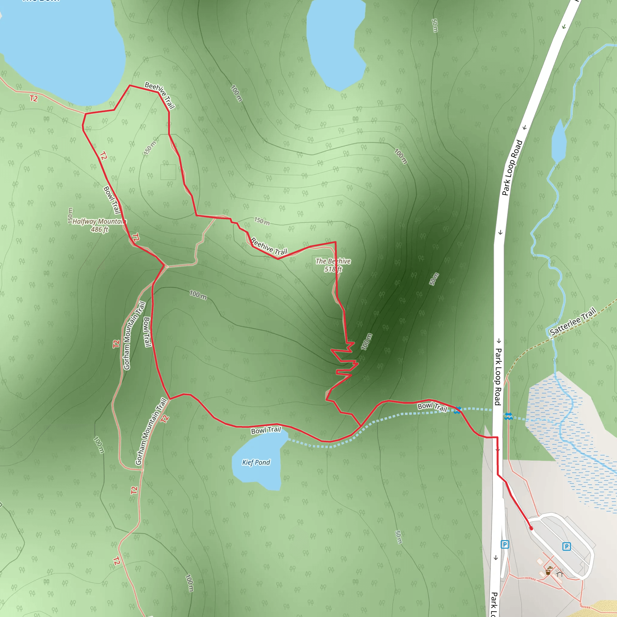 The Beehive via Bowl Trail Loop mobile static map