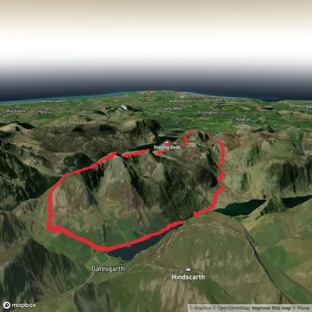An image depicting the trail Buttermere Round (Northern) and its surrounding area.